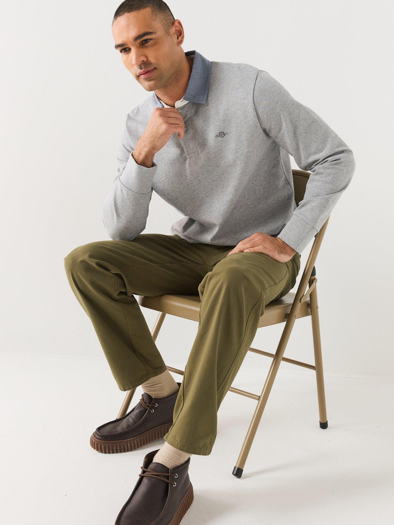 Image 6 of 7 of GANT Mens Classic Heavy Rugger Contrast Collar Polo Shirt - Grey