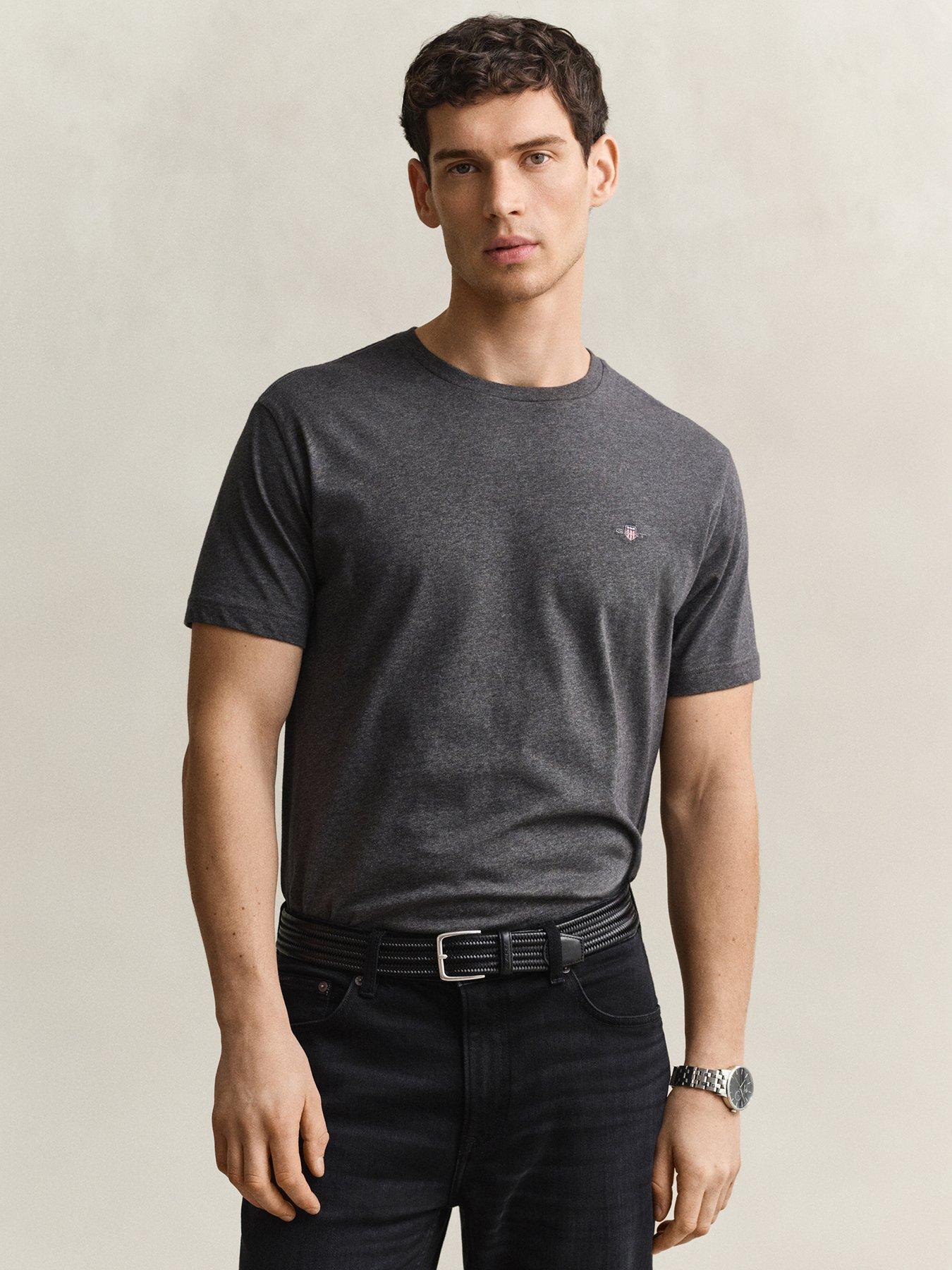 GANT Mens Shield Logo Crew Neck T-Shirt, Dark Grey, Size 2Xl, Men