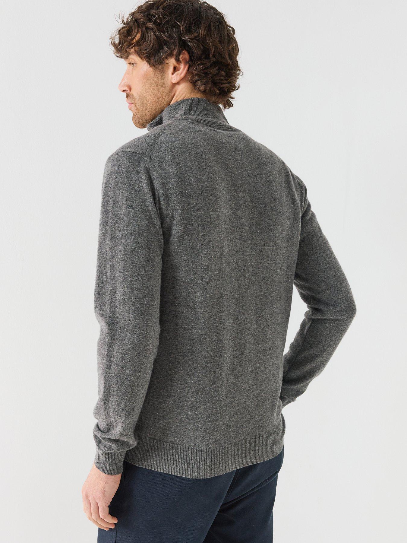 Image 2 of 5 of GANT Gant Superfine Lambswool Half Zip Knitted Jumper - Grey