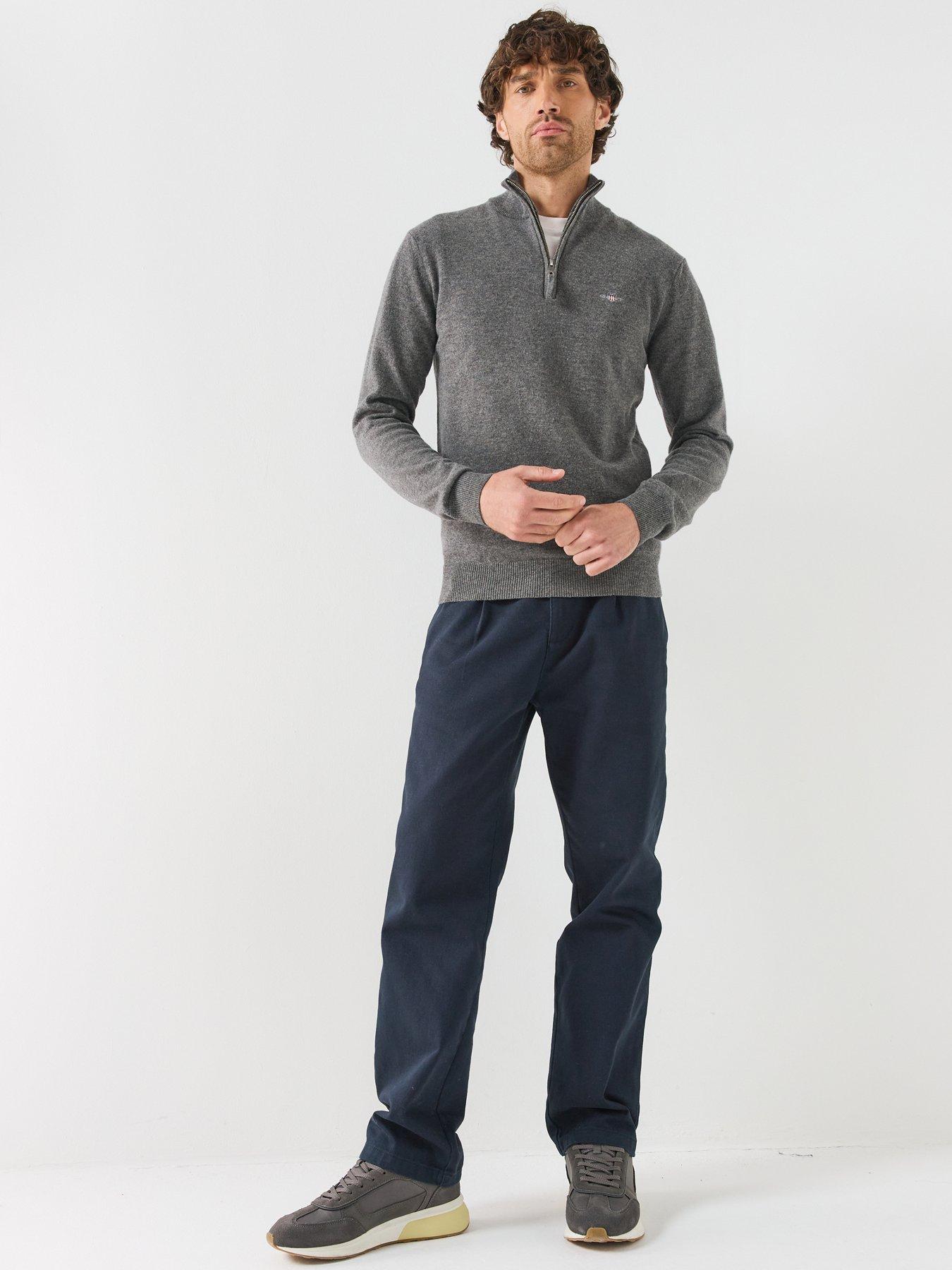 Image 3 of 5 of GANT Gant Superfine Lambswool Half Zip Knitted Jumper - Grey