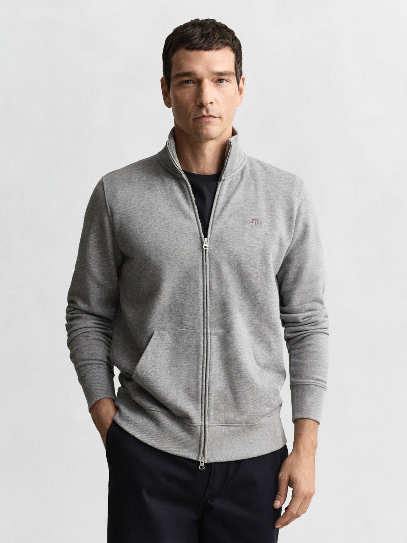 Gant Men's Grey Shield Zip Sweatshirt (M) Melange - Image 4