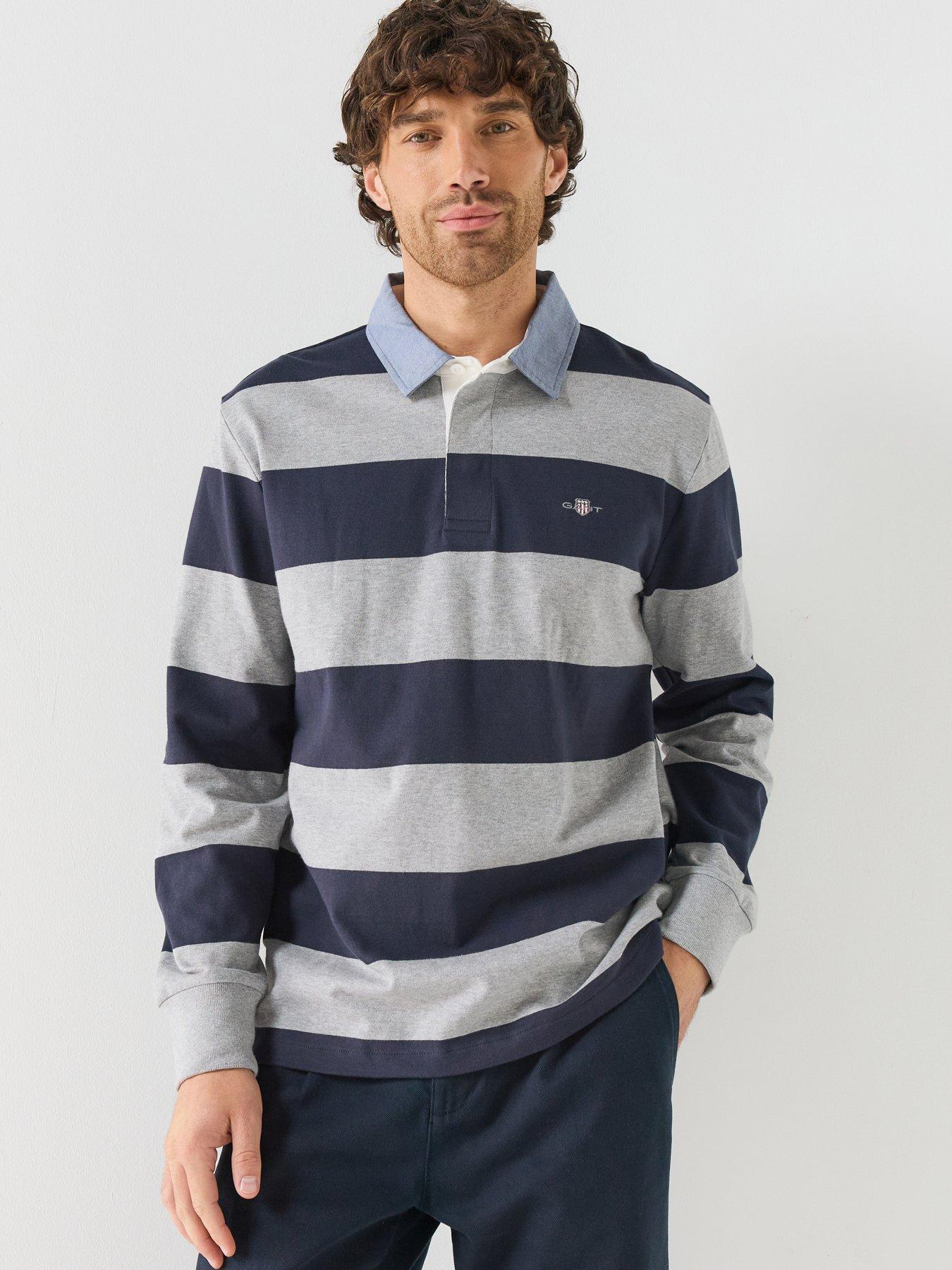 Image 1 of 5 of GANT Mens Classic Heavy Rugger Long Sleeve Polo Shirt - Cream