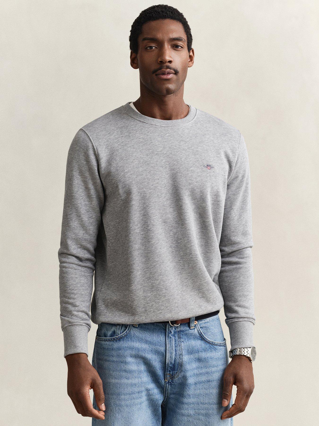 Image 1 of 5 of GANT Gant Regular Fit Shield Crew Neck Sweat - Light Grey