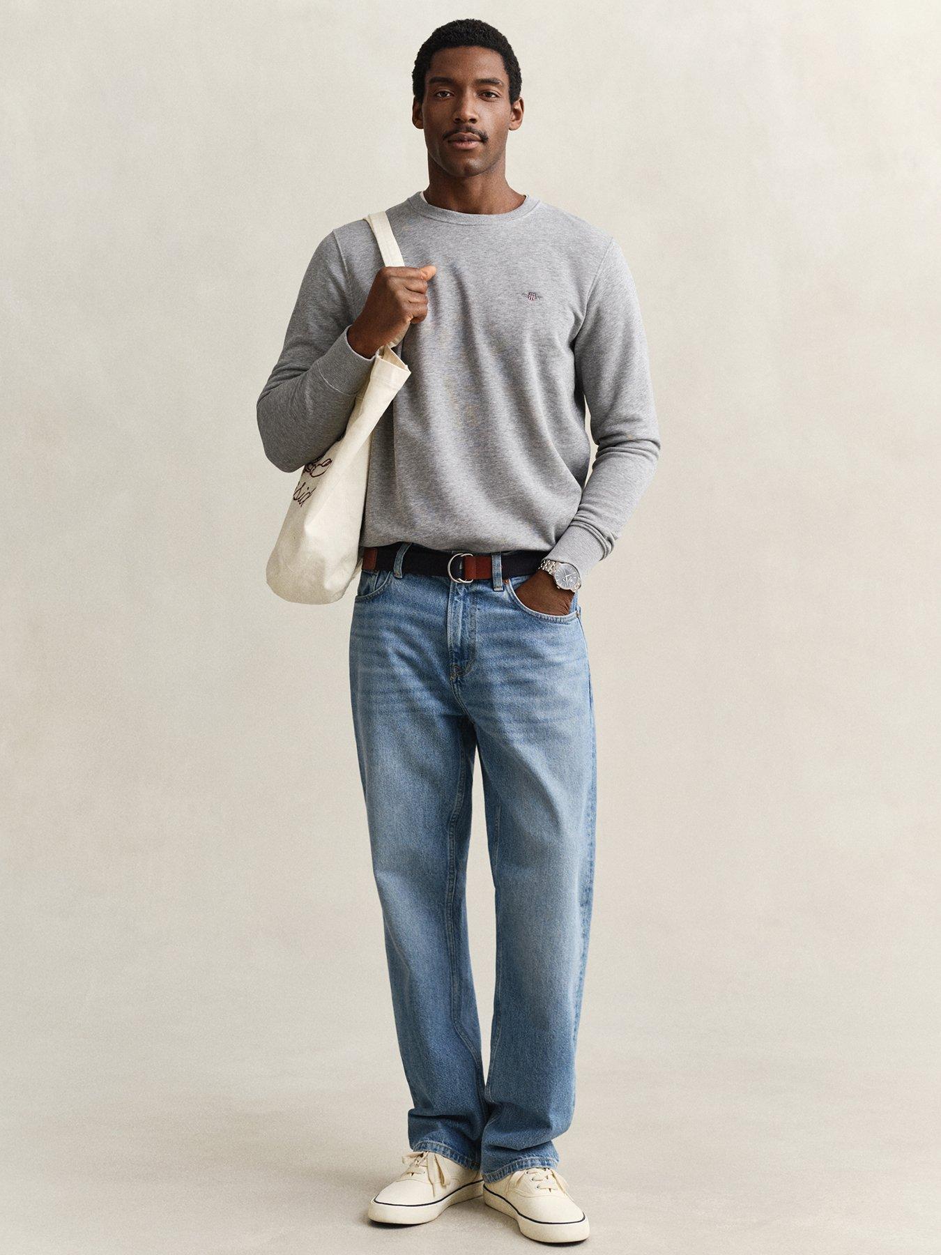 Image 4 of 5 of GANT Gant Regular Fit Shield Crew Neck Sweat - Light Grey