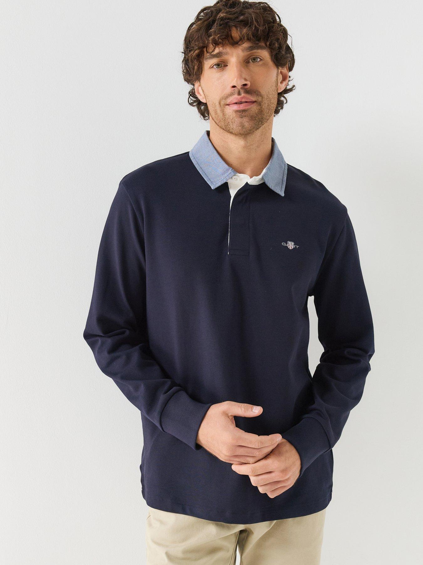 Gant Men's Blue Long Sleeve Polo Shirt Heavy Rugger - Image 3