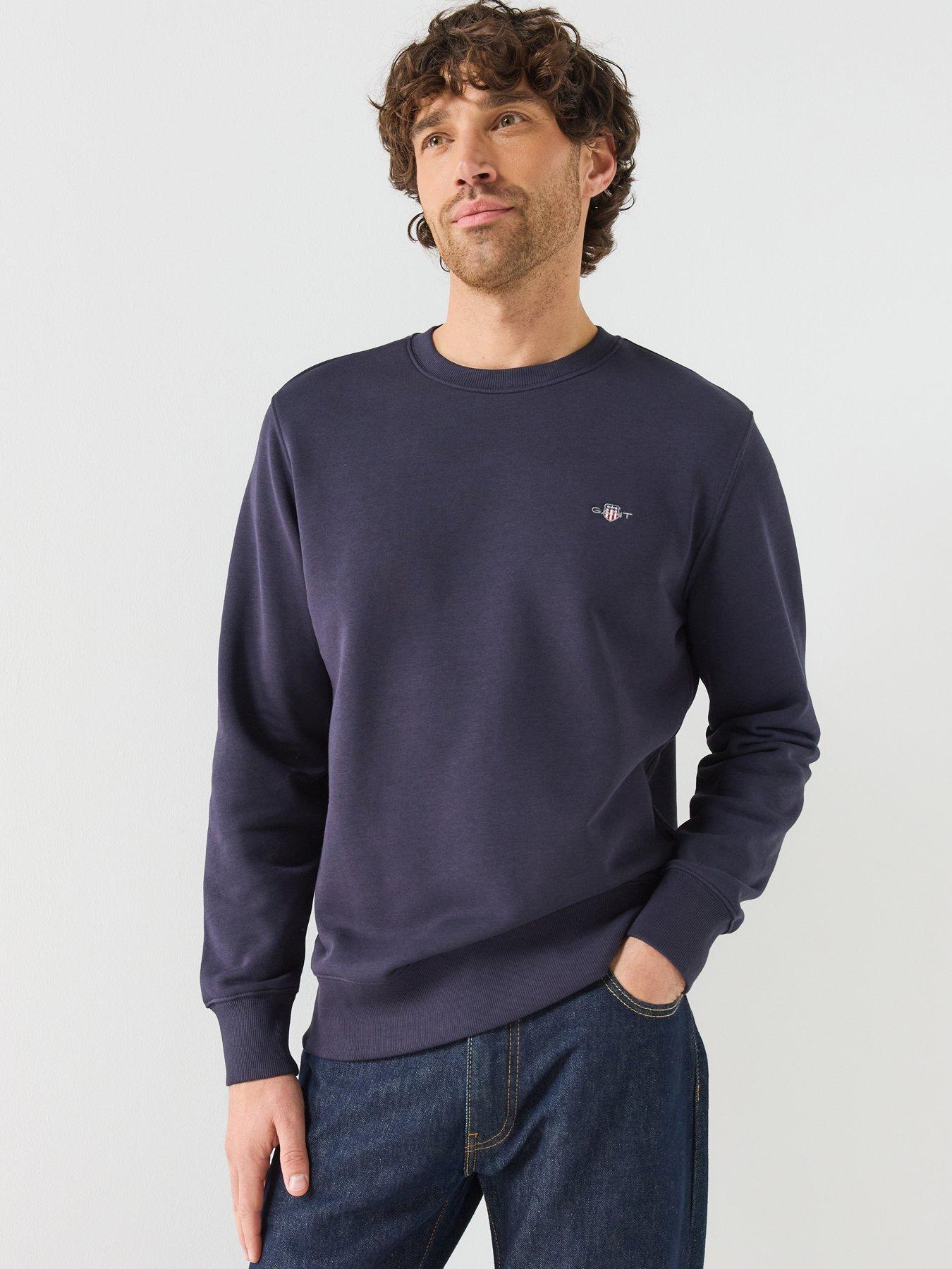Gant Mens Regular Fit Shield Logo Crew Neck Sweatshirt - Blue - Size Small - Image 6