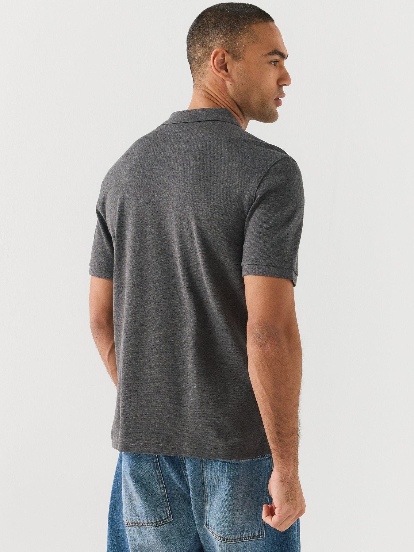 Image 2 of 6 of GANT Mens Classic Regular Fit Two-Button Polo Shirt - Dark Grey