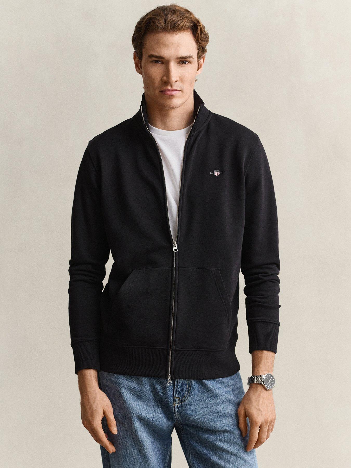 GANT Mens Regular Fit Full Zip Sweatshirt, Black, Size Xl, Men - Image 4
