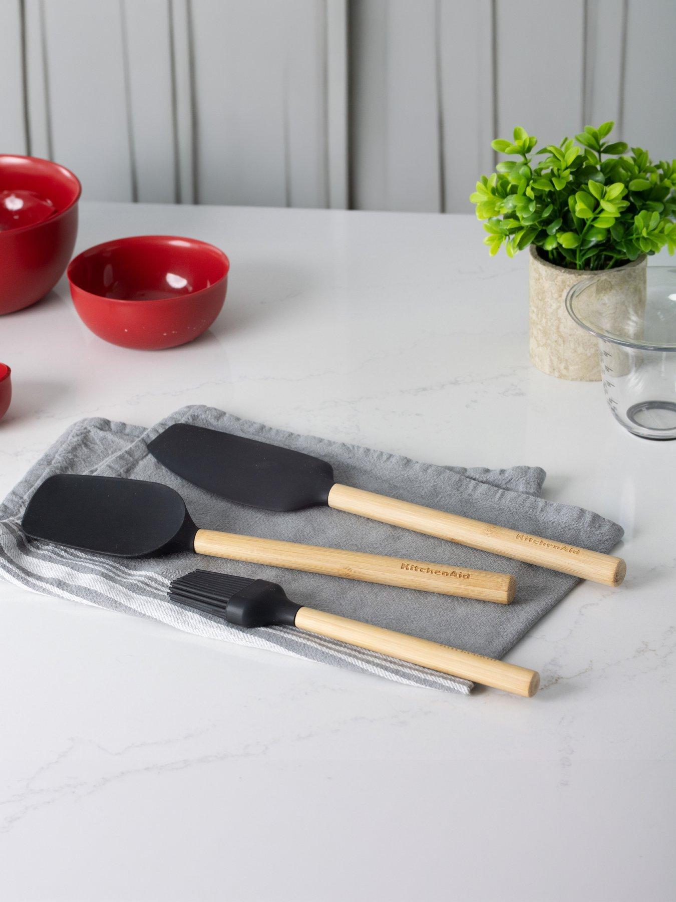 Kitchenaid Unisex Black 3-Piece Bamboo Baking Set W/ Spoon Spatula, Pastry Brush & Mixer Spatula In - Image 6
