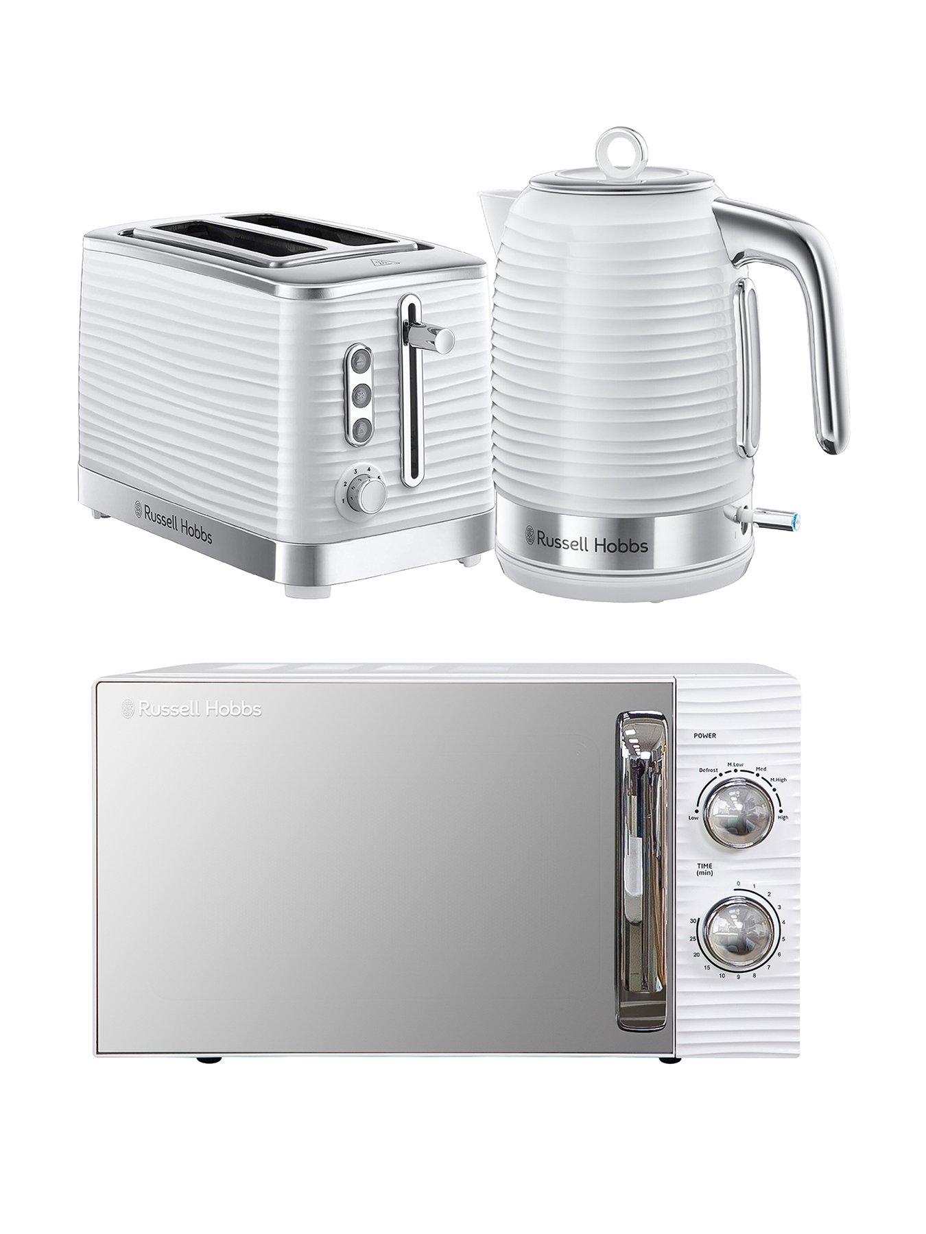 Image 1 of 7 of Russell Hobbs White Inspire Bundle - Kettle, 2 Slice Toaster, And Microwave