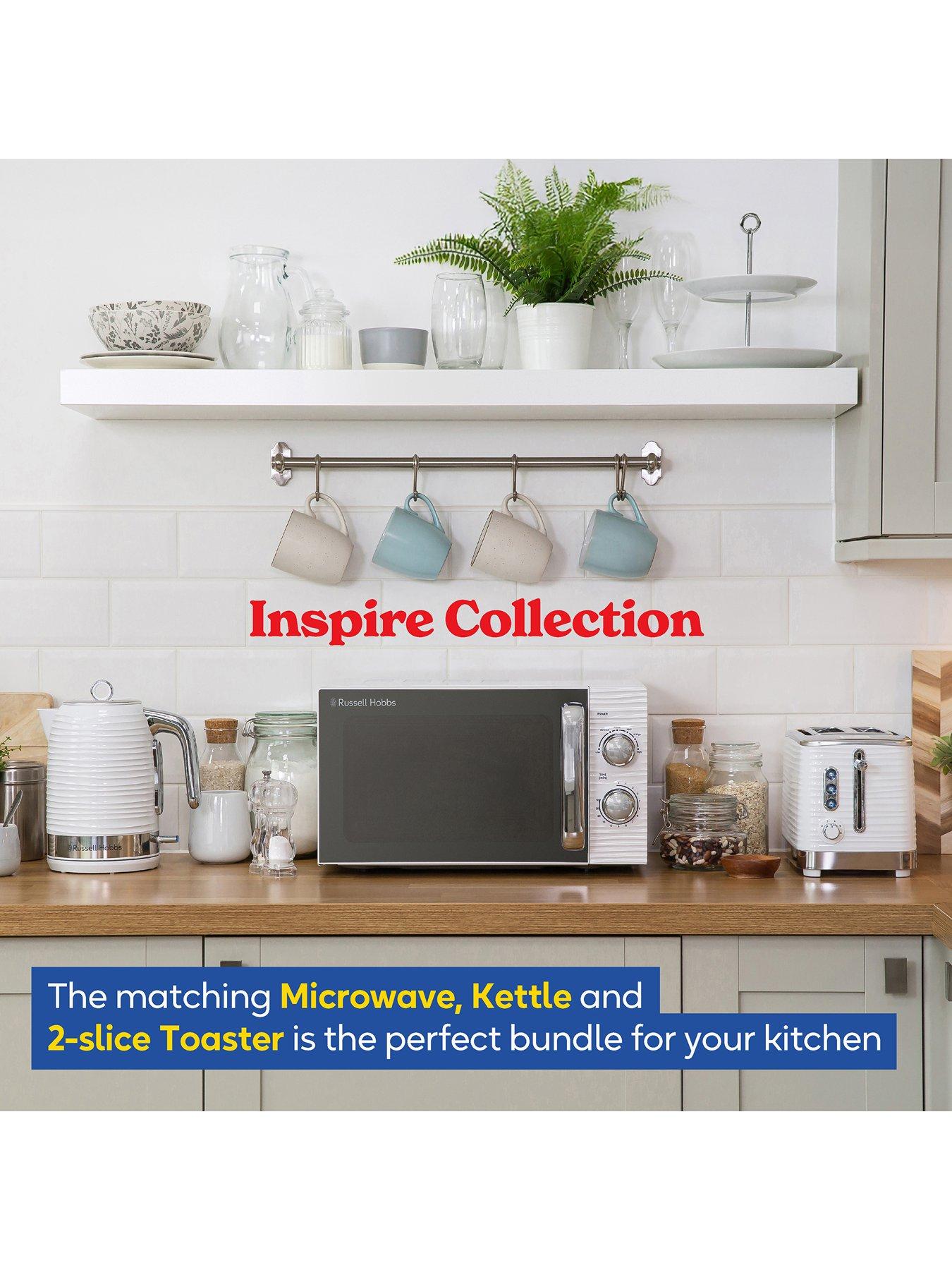 Image 2 of 7 of Russell Hobbs White Inspire Bundle - Kettle, 2 Slice Toaster, And Microwave