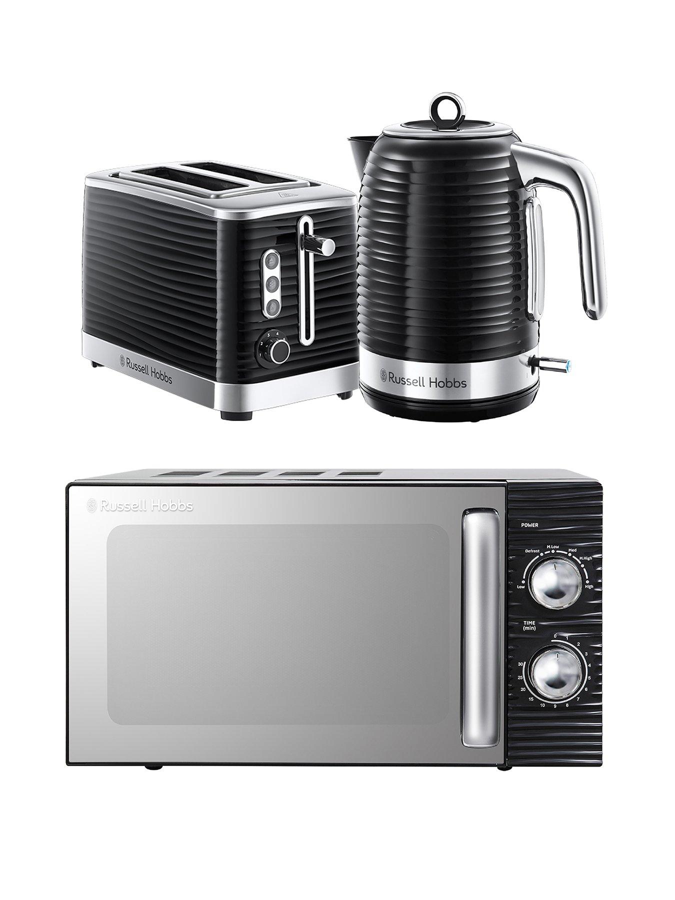 Image 1 of 7 of Russell Hobbs Black Inspire Bundle - Kettle, 2 Slice Toaster, And Microwave