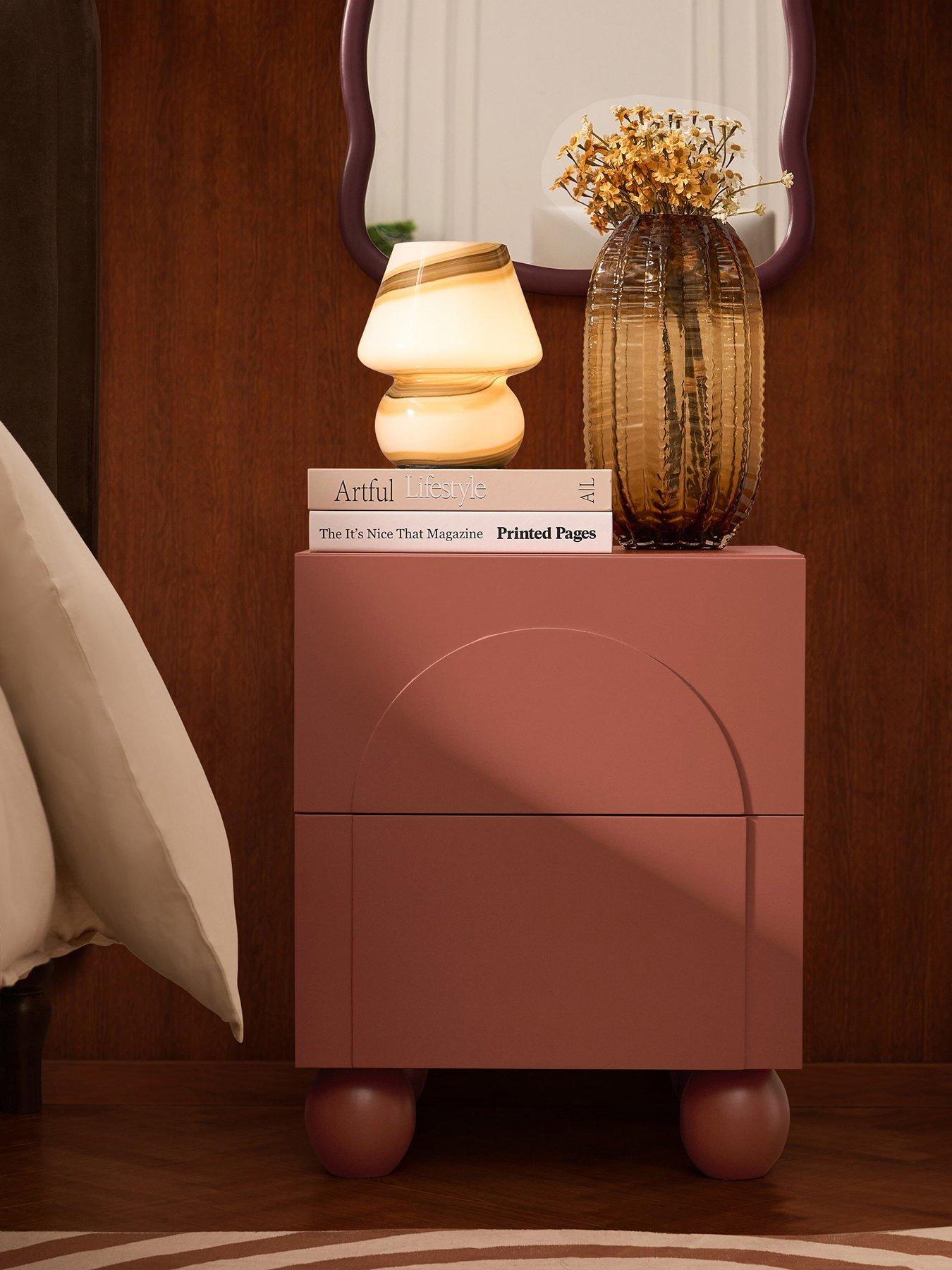 Image 1 of 7 of Dusk Rachel Arch Front 2 Drawer Bedside Table - Terracotta