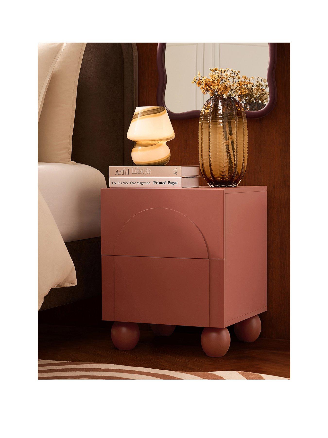 Image 2 of 7 of Dusk Rachel Arch Front 2 Drawer Bedside Table - Terracotta
