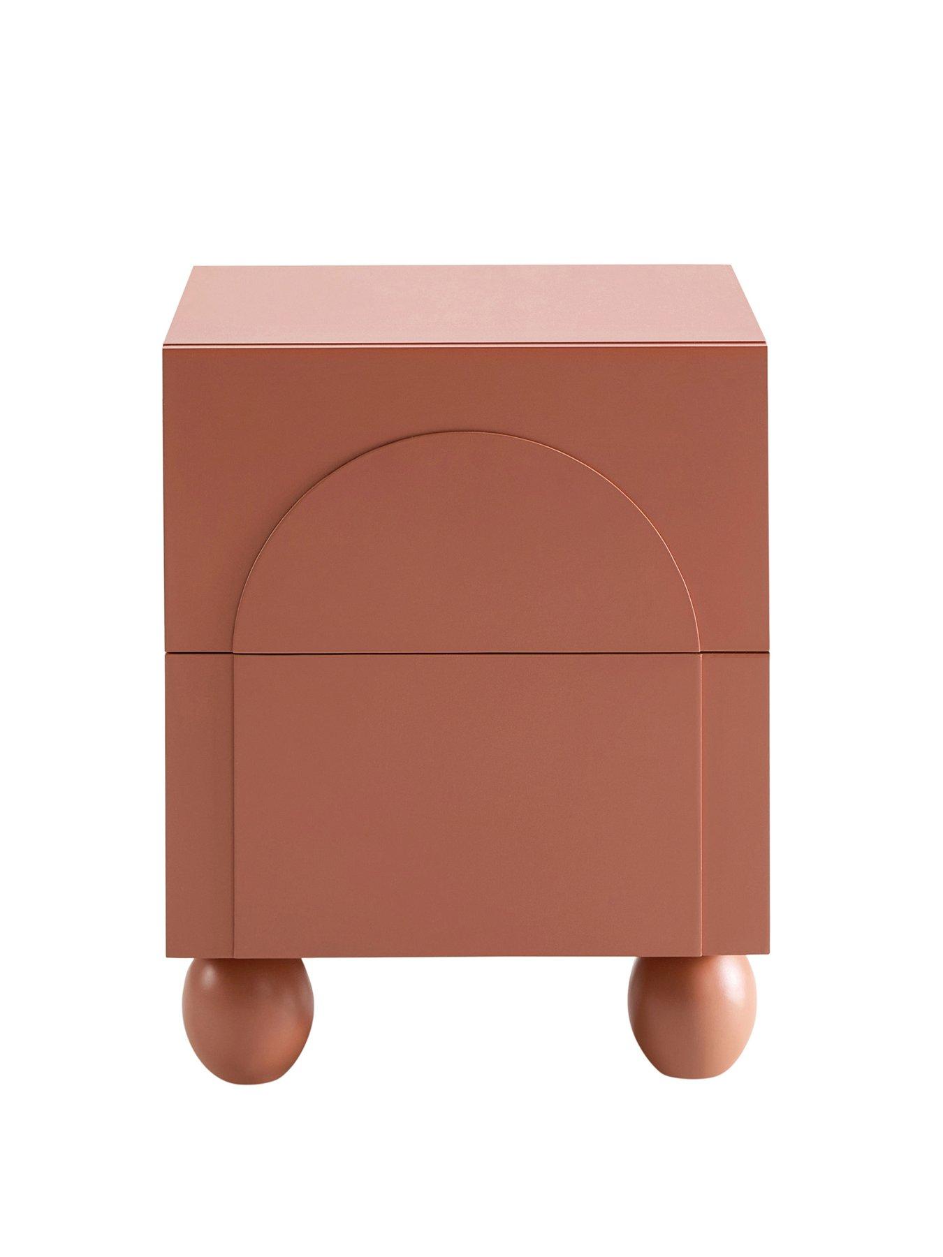 Image 3 of 7 of Dusk Rachel Arch Front 2 Drawer Bedside Table - Terracotta