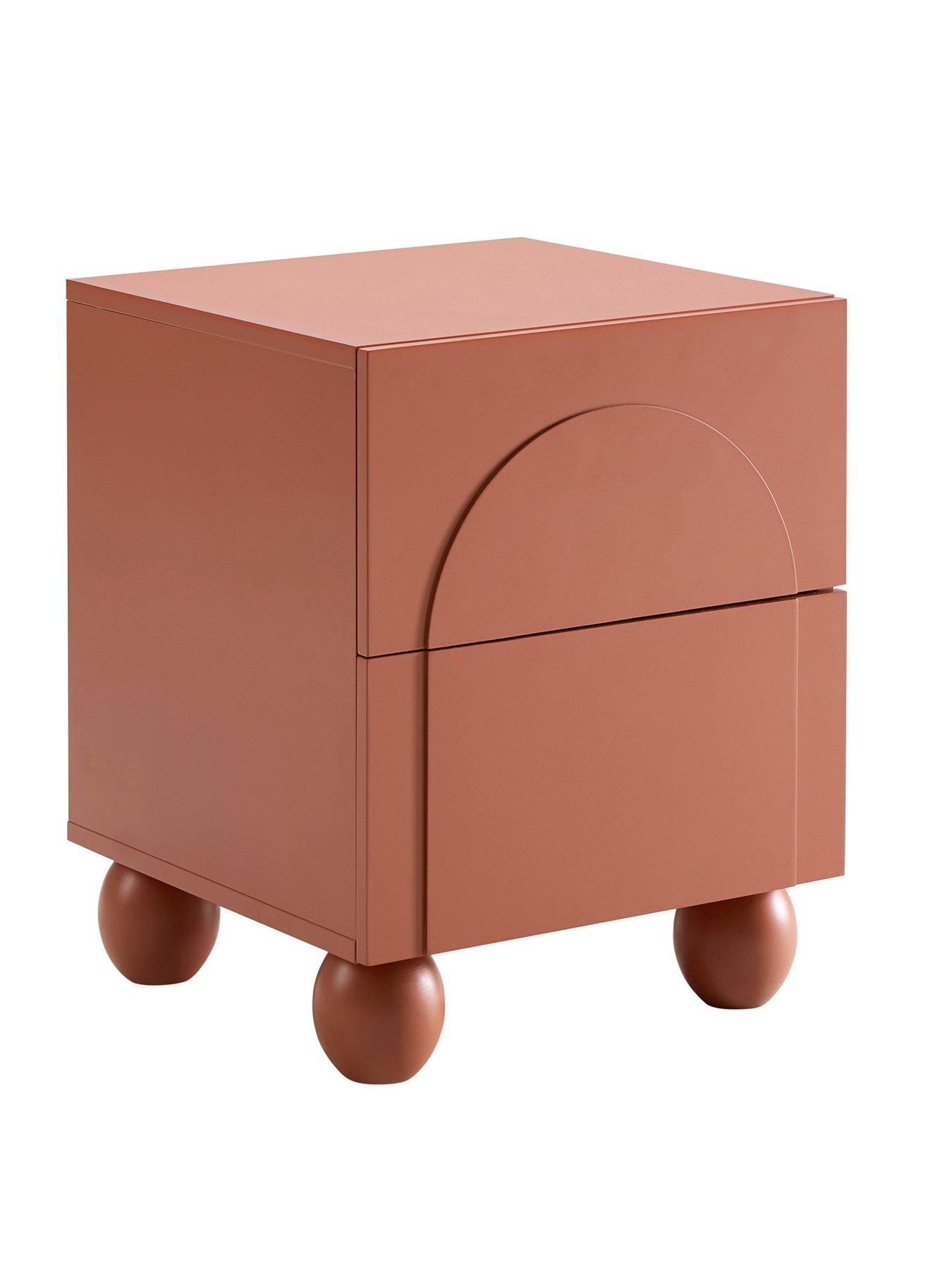 Image 4 of 7 of Dusk Rachel Arch Front 2 Drawer Bedside Table - Terracotta