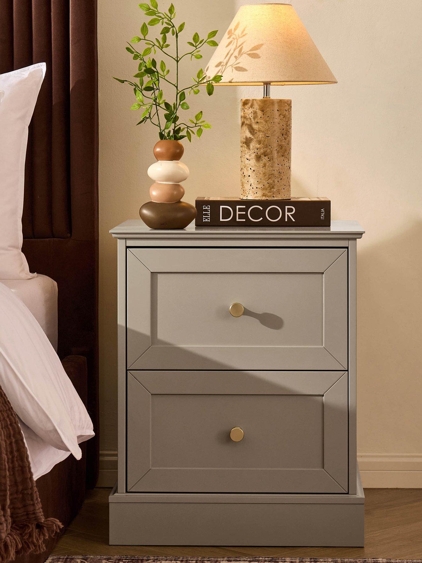 Image 1 of 7 of Dusk Ruby 2 Drawer Bedside Table - Taupe