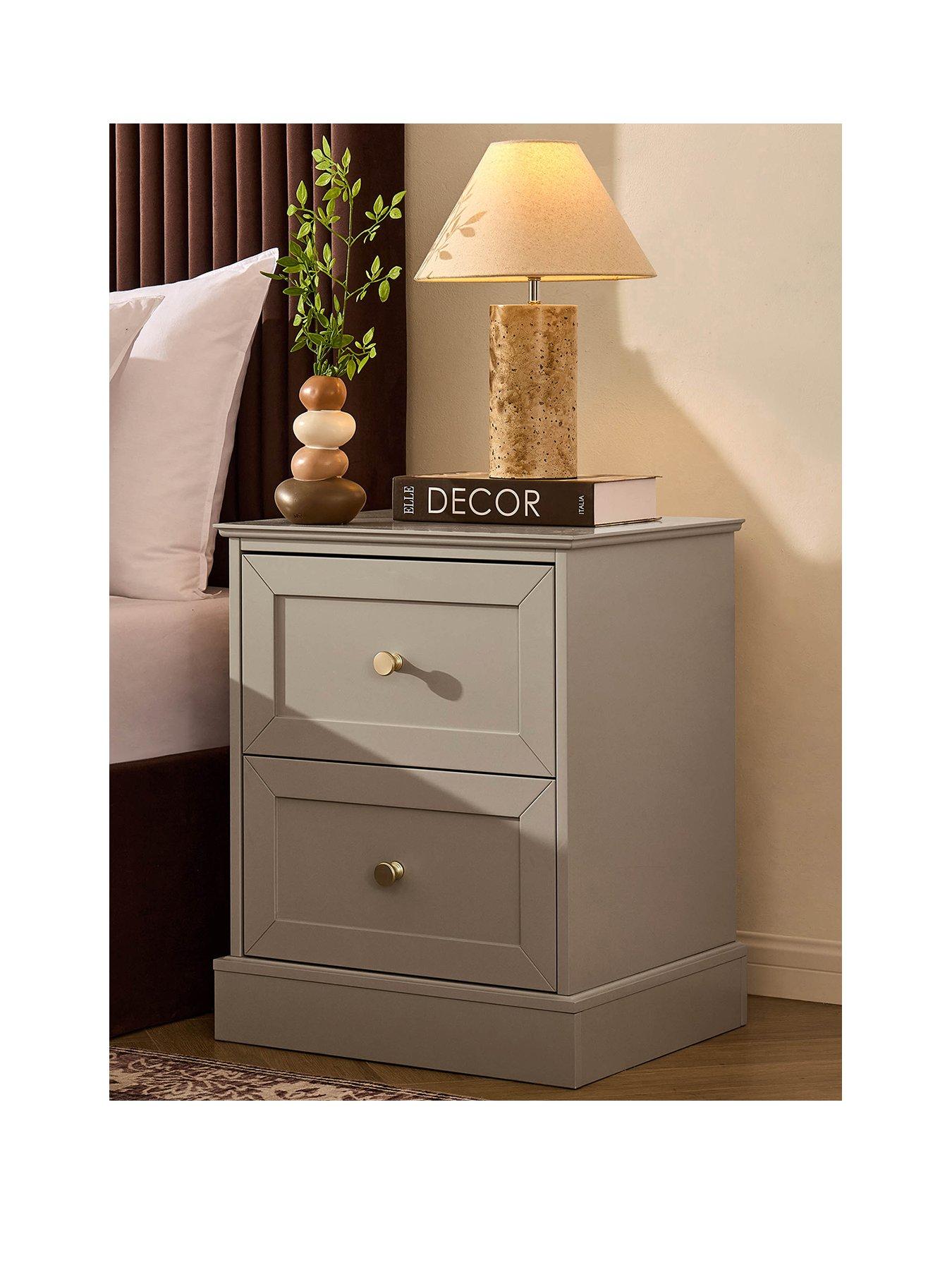 Image 2 of 7 of Dusk Ruby 2 Drawer Bedside Table - Taupe