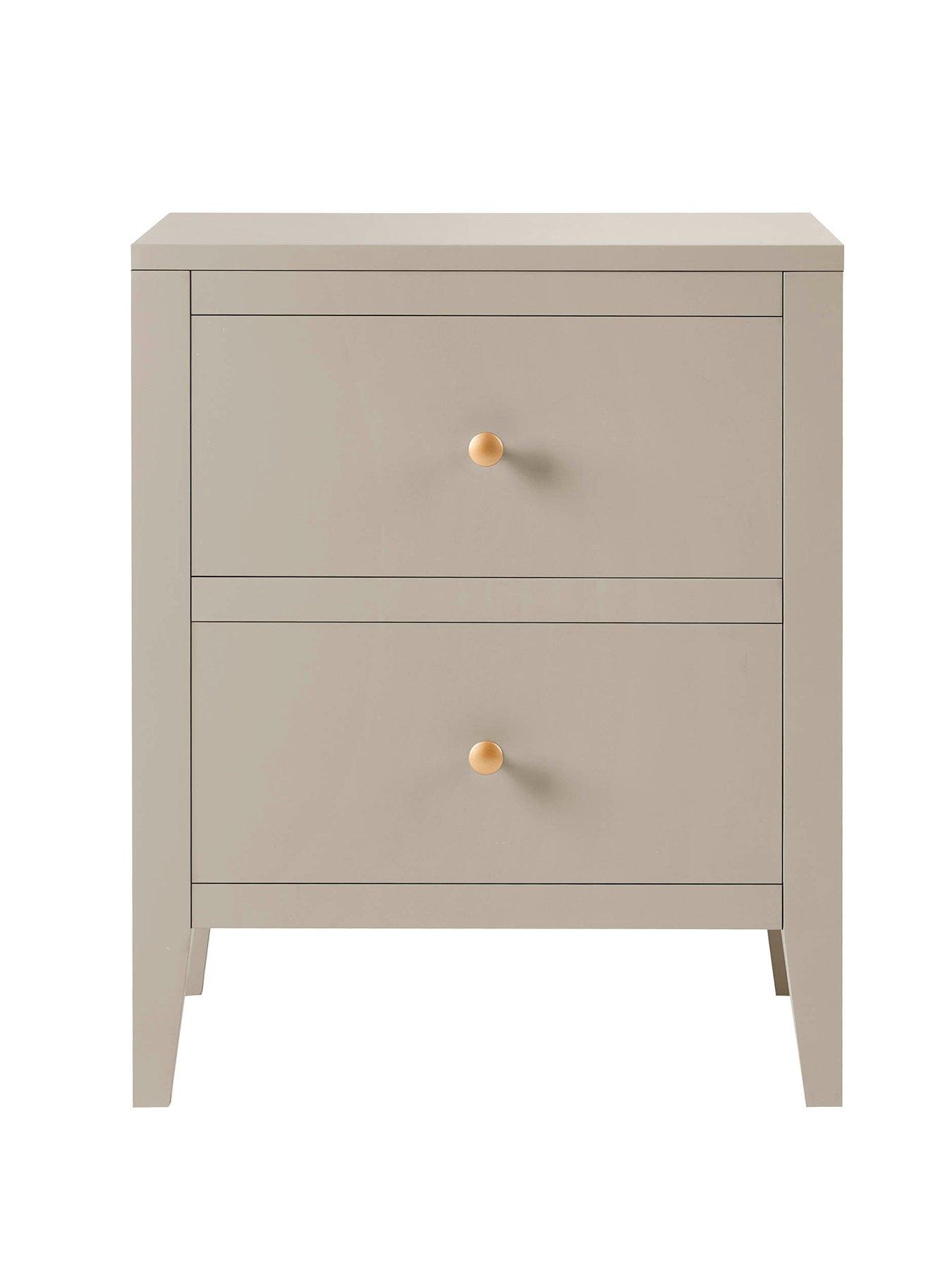 Image 1 of 7 of Dusk Poppy 2 Drawer Bedside Table - Taupe