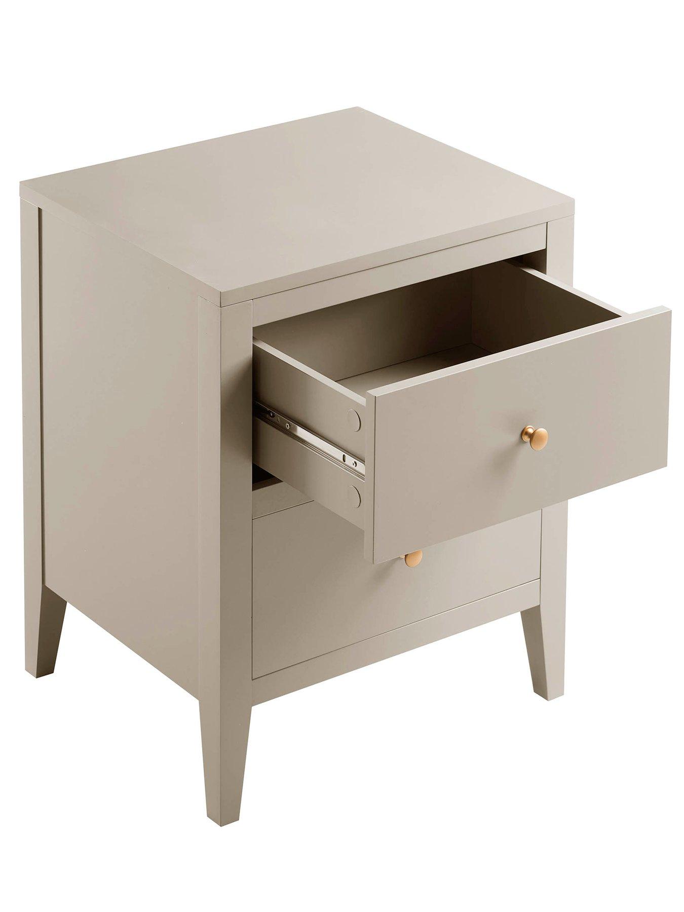 Image 3 of 7 of Dusk Poppy 2 Drawer Bedside Table - Taupe