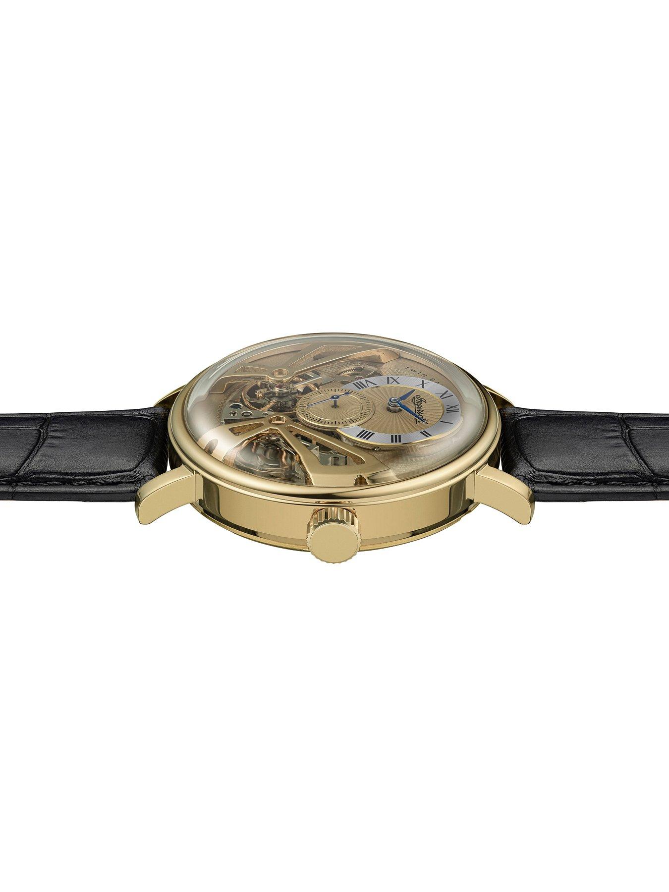 Image 3 of 6 of Ingersoll 1892 The Tenessee Automatic Mens Watch with Gold Dial and Black Leather Strap - I13106