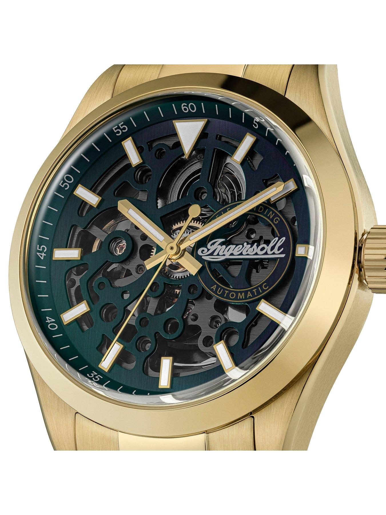 Image 2 of 6 of Ingersoll Mens 1892 The Deck Skeleton Dial Automatic Watch - Green