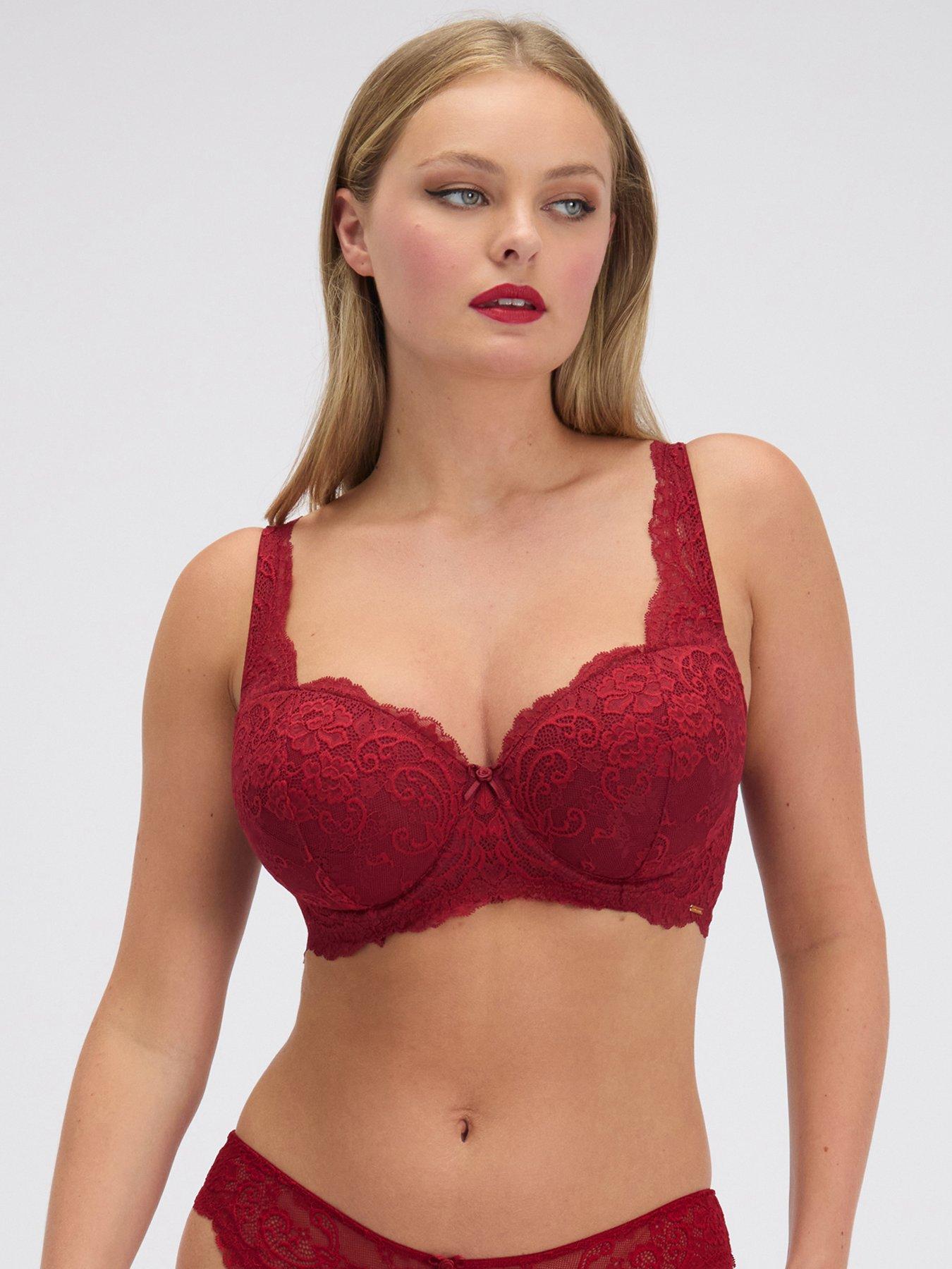 Image 1 of 6 of Boux Avenue Emma-rose Lace Balconette Bra - Red