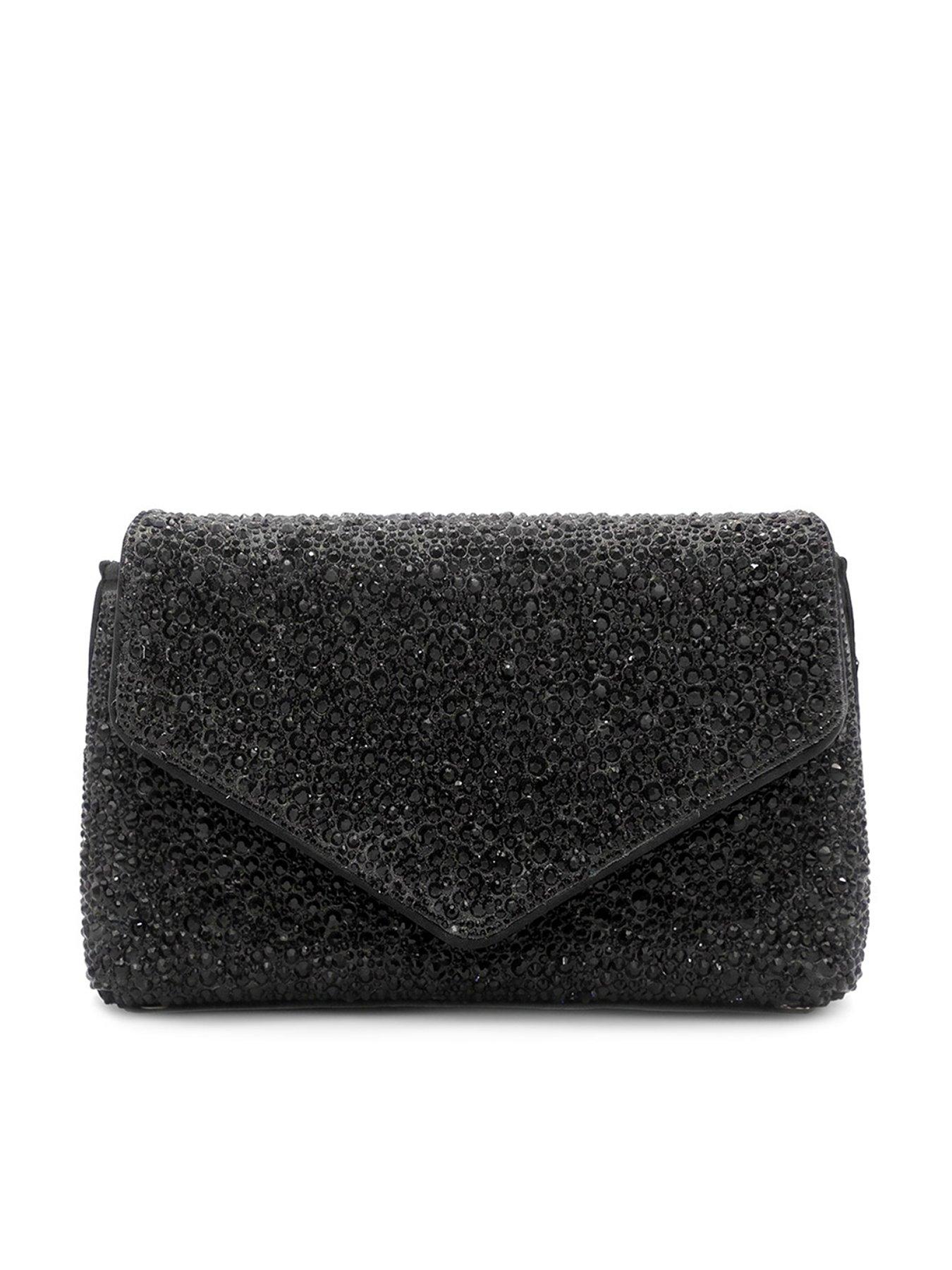 Jones Bootmaker Womens Vertigo Sparkle Envelope Chain Strap Clutch Bag, Black, Women