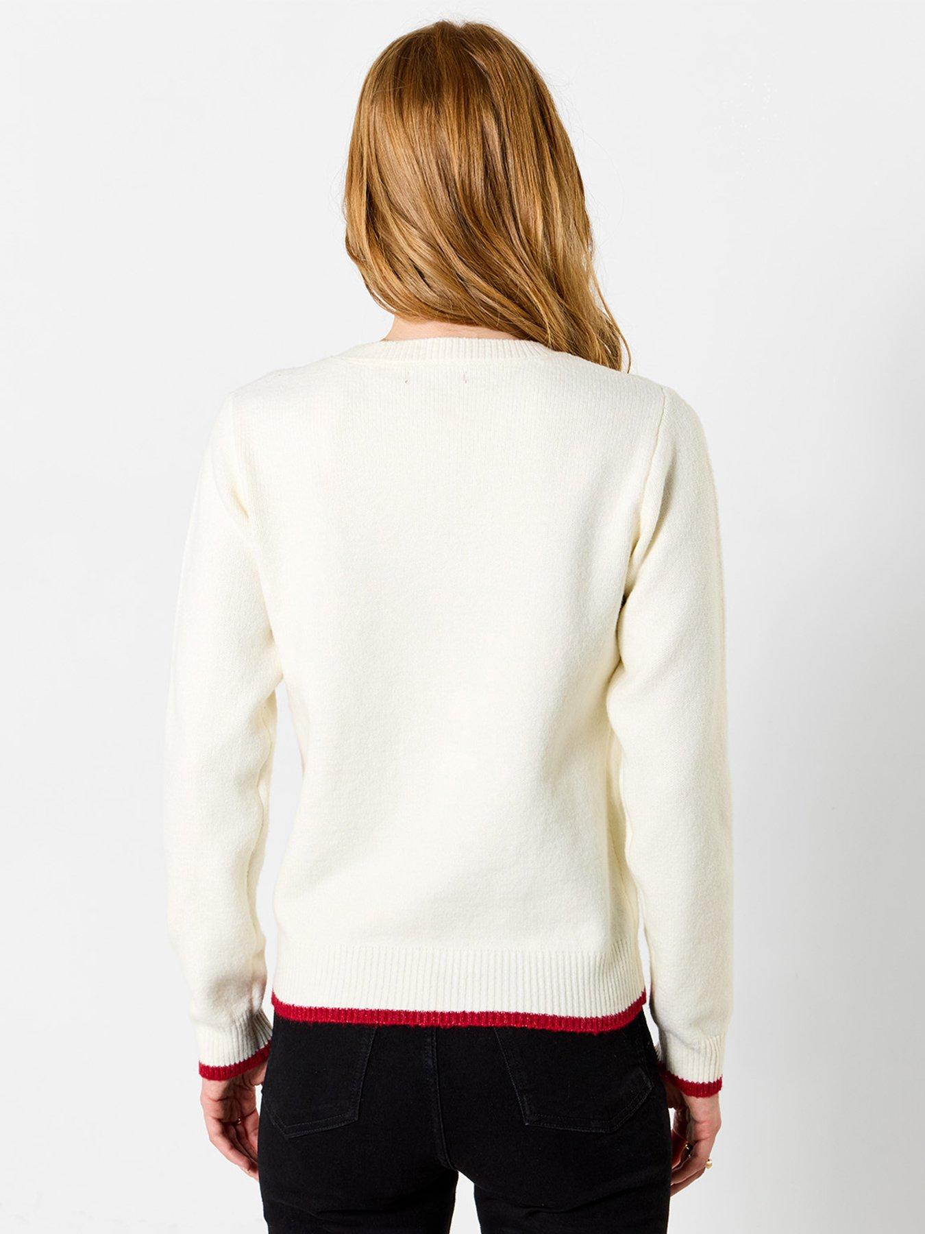 Image 3 of 7 of Joe Browns Womens Darcie Dachshund Embroidered Contrast Trim Christmas Jumper - Cream