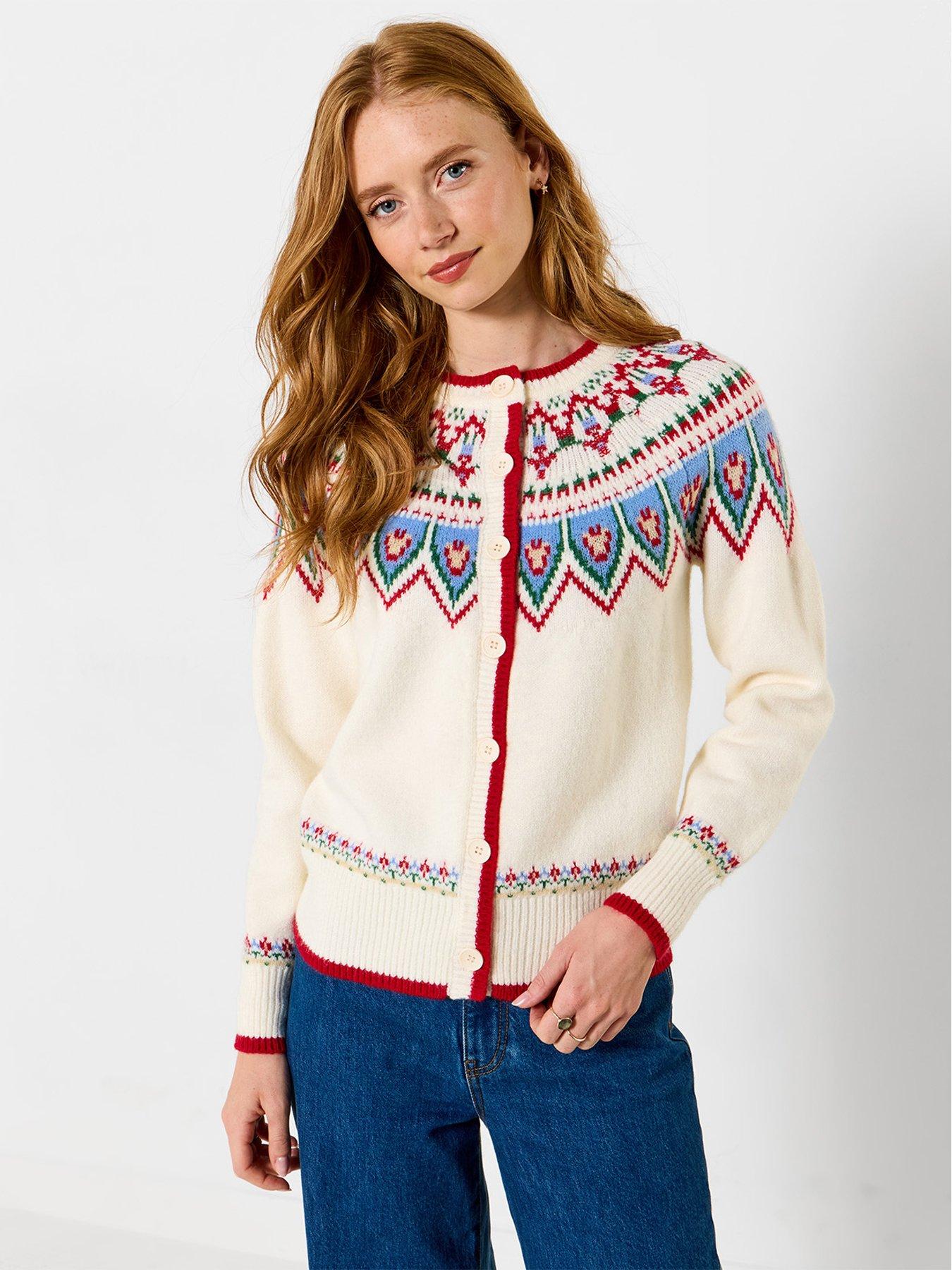 Image 1 of 5 of Joe Browns Womens Vintage Winter Fairisle Button Front Cardigan - Cream