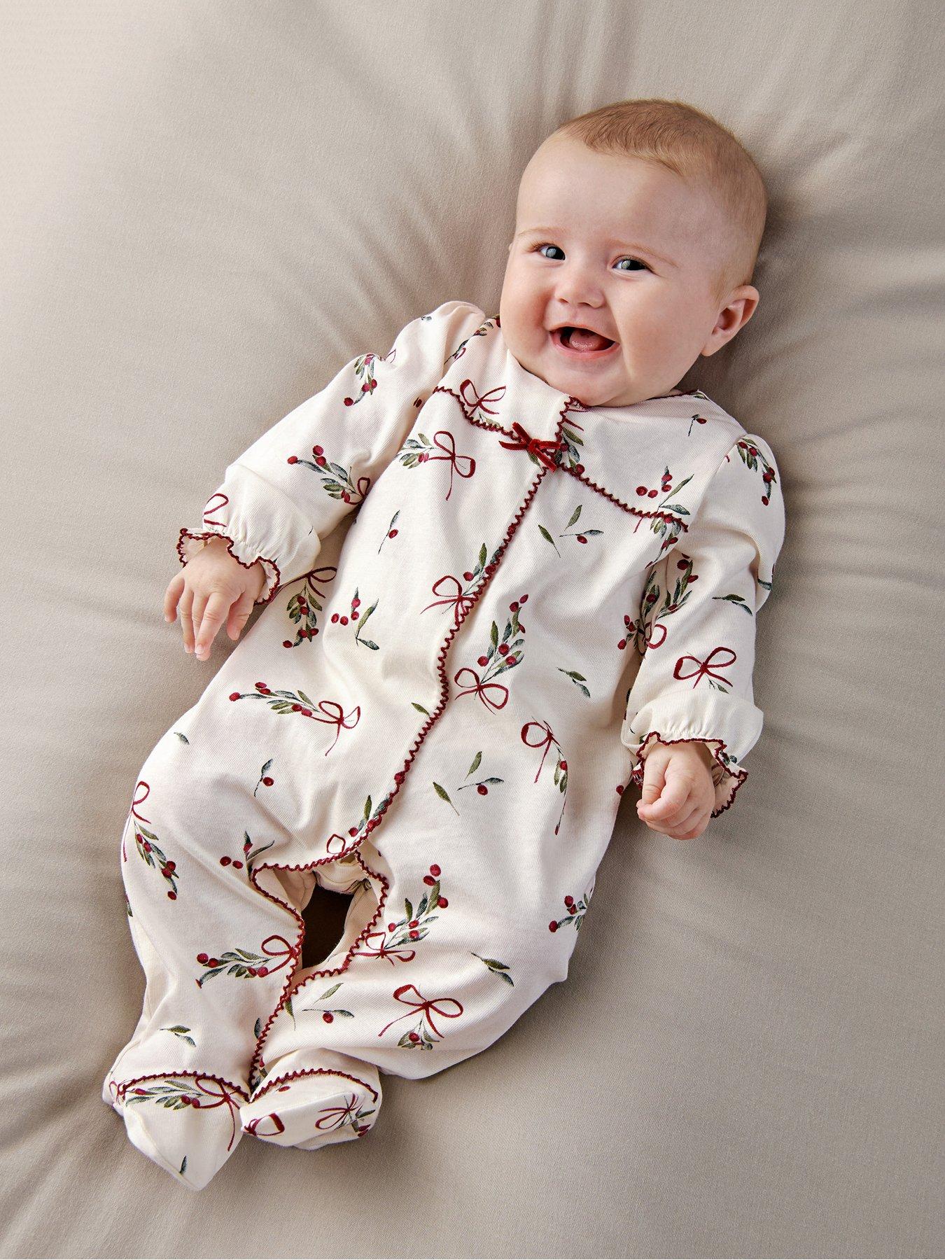 Mamas & Papas Unisex Infant White Christmas Berry Bow Print All In One - Tiny Baby - Image 3