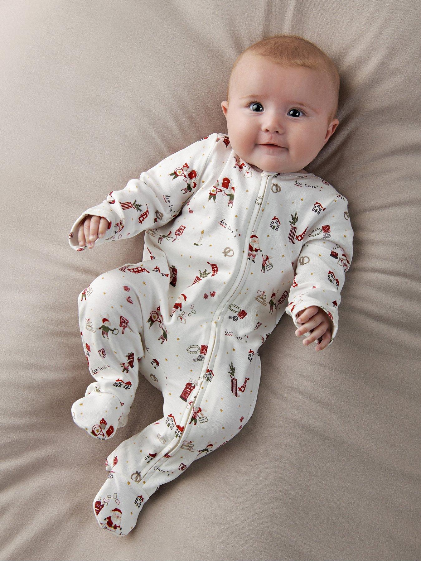 Mamas & Papas Unisex Infant White Christmas Santa Print All In One - Tiny Baby - Image 3