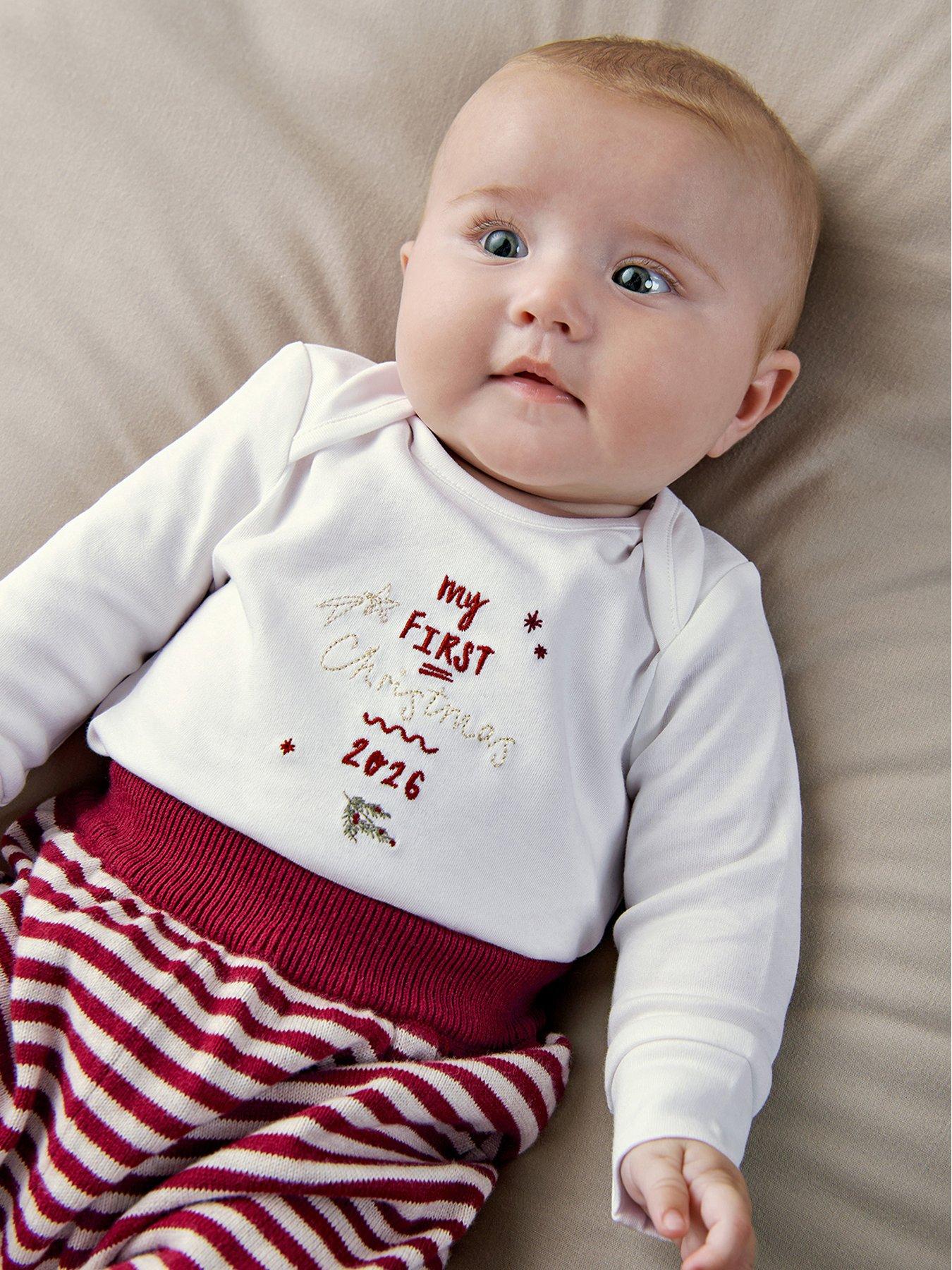 Image 1 of 6 of Mamas & Papas Baby My First Christmas 2026 Bodysuit - White