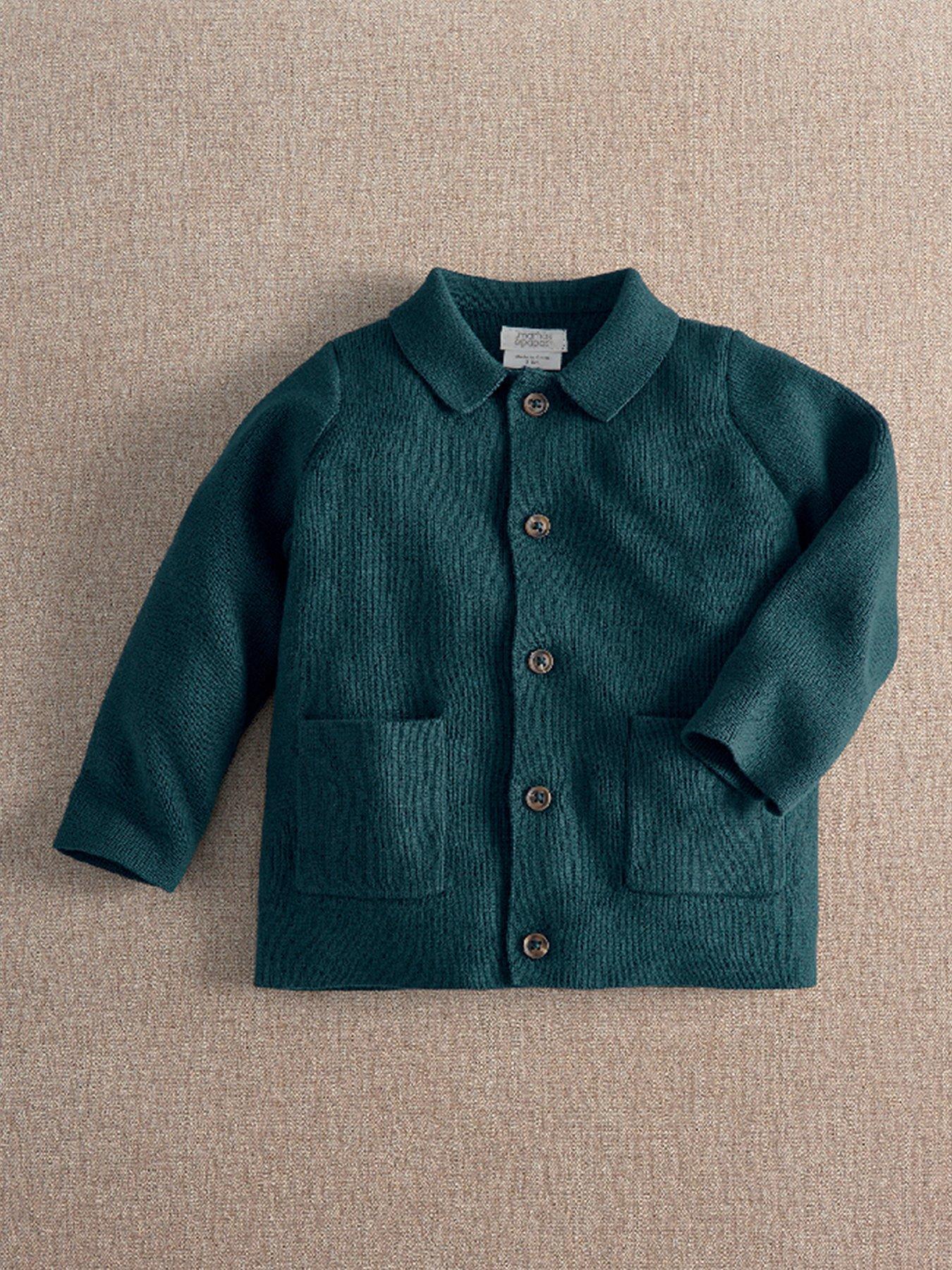 Mamas & Papas Men's Green Smart Collar Knitted Cardigan - Image 3