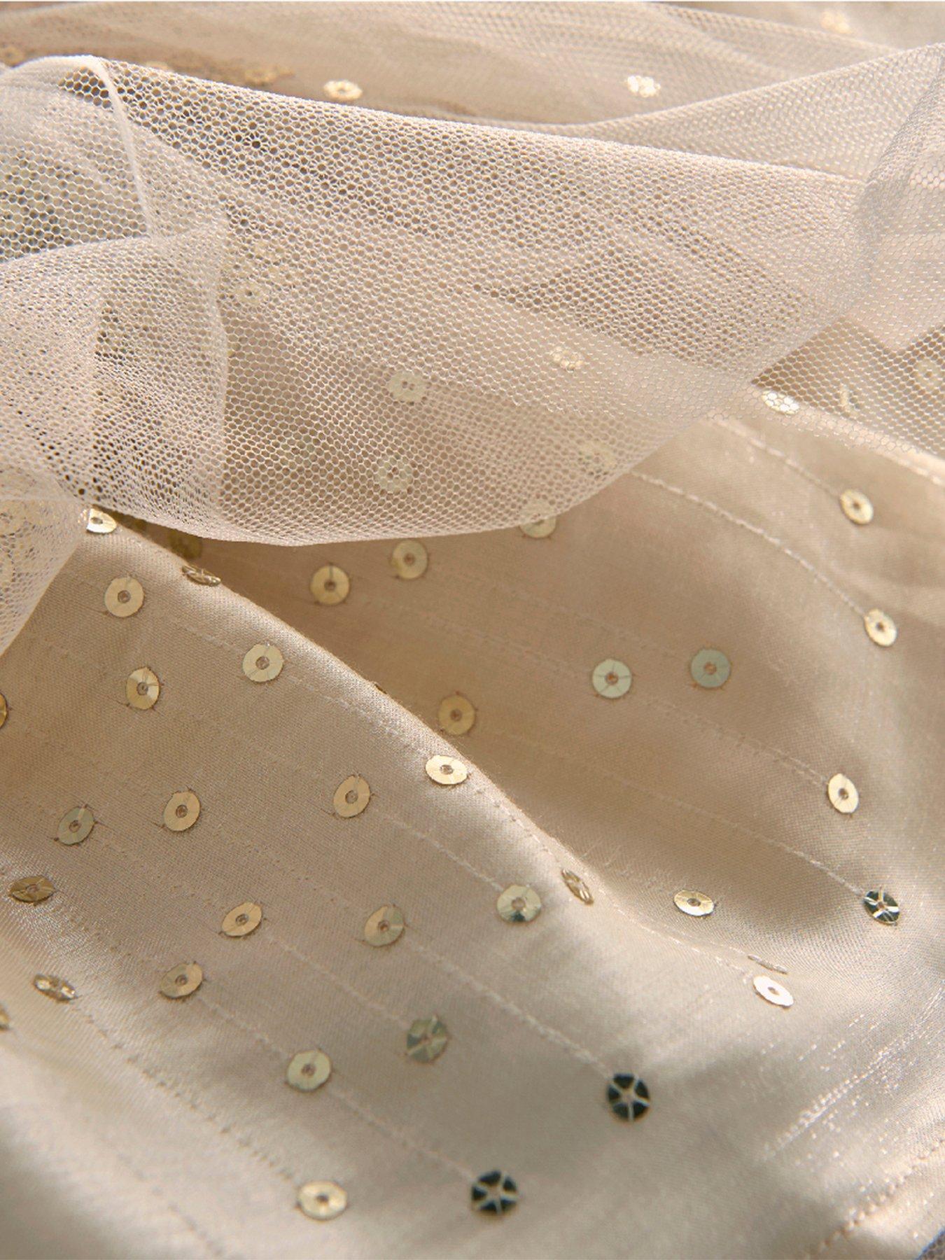 Image 3 of 3 of Mamas & Papas Baby Girls Sequin Tutu Frill Collar Bodysuit Set - Gold