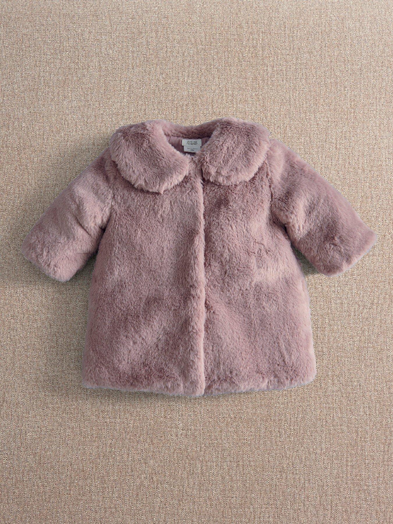 Mamas & Papas Unisex Kids Pink Fluffy Faux Fur Coat - 6-9 Months - Image 3