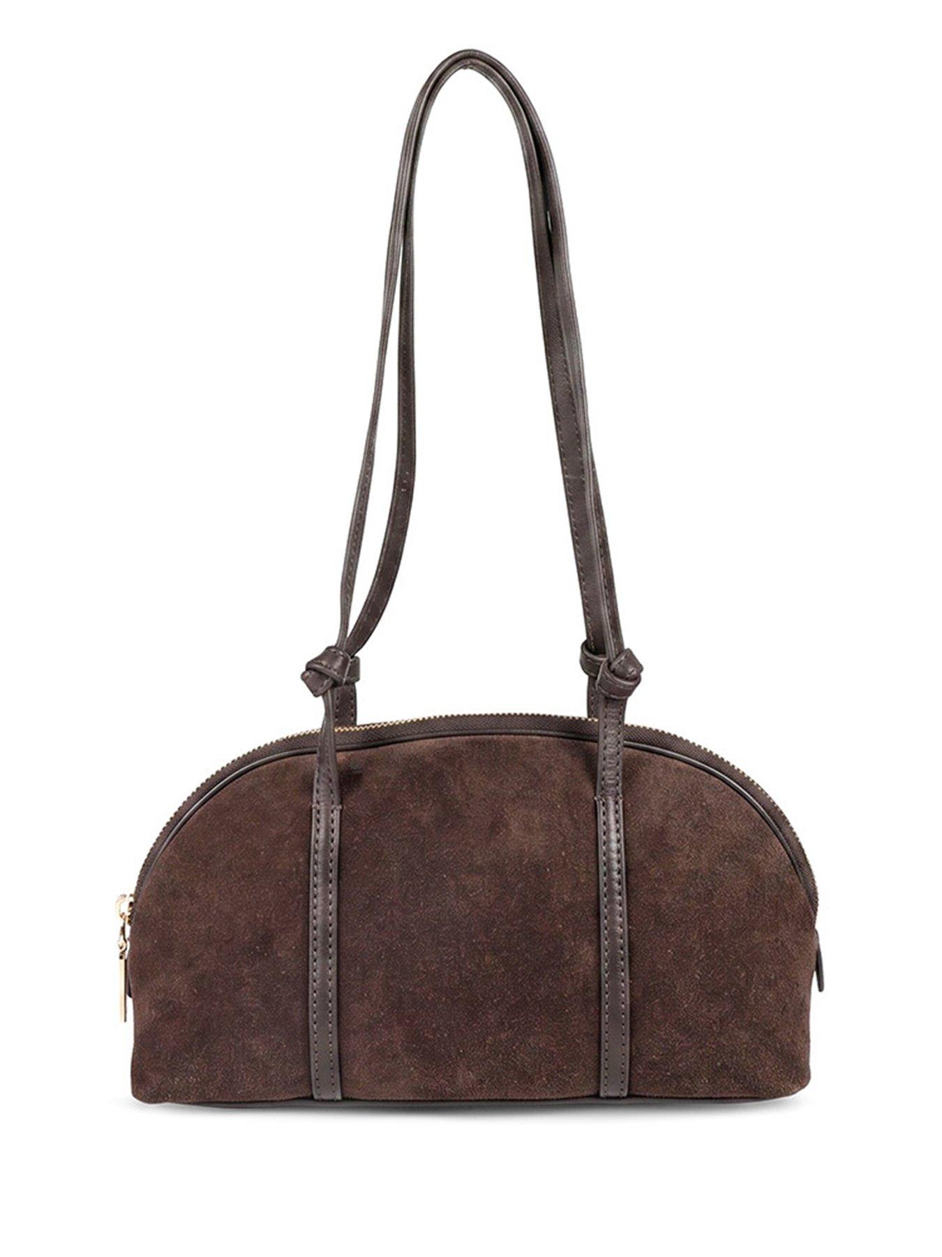 Image 3 of 5 of Jones Bootmaker Womens Wimberly Suede Zip Top Shoulder Bag - Brown