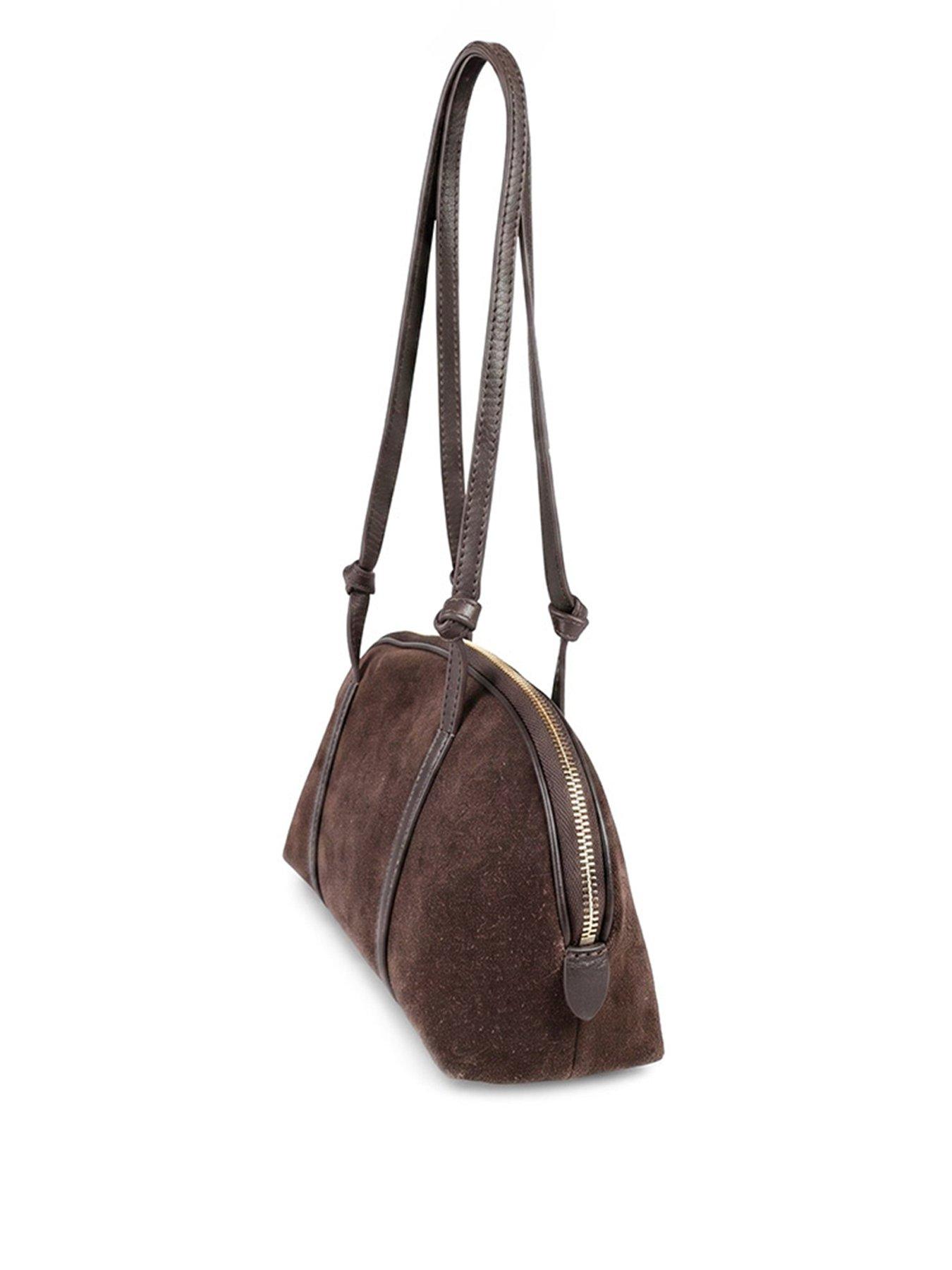 Image 4 of 5 of Jones Bootmaker Womens Wimberly Suede Zip Top Shoulder Bag - Brown