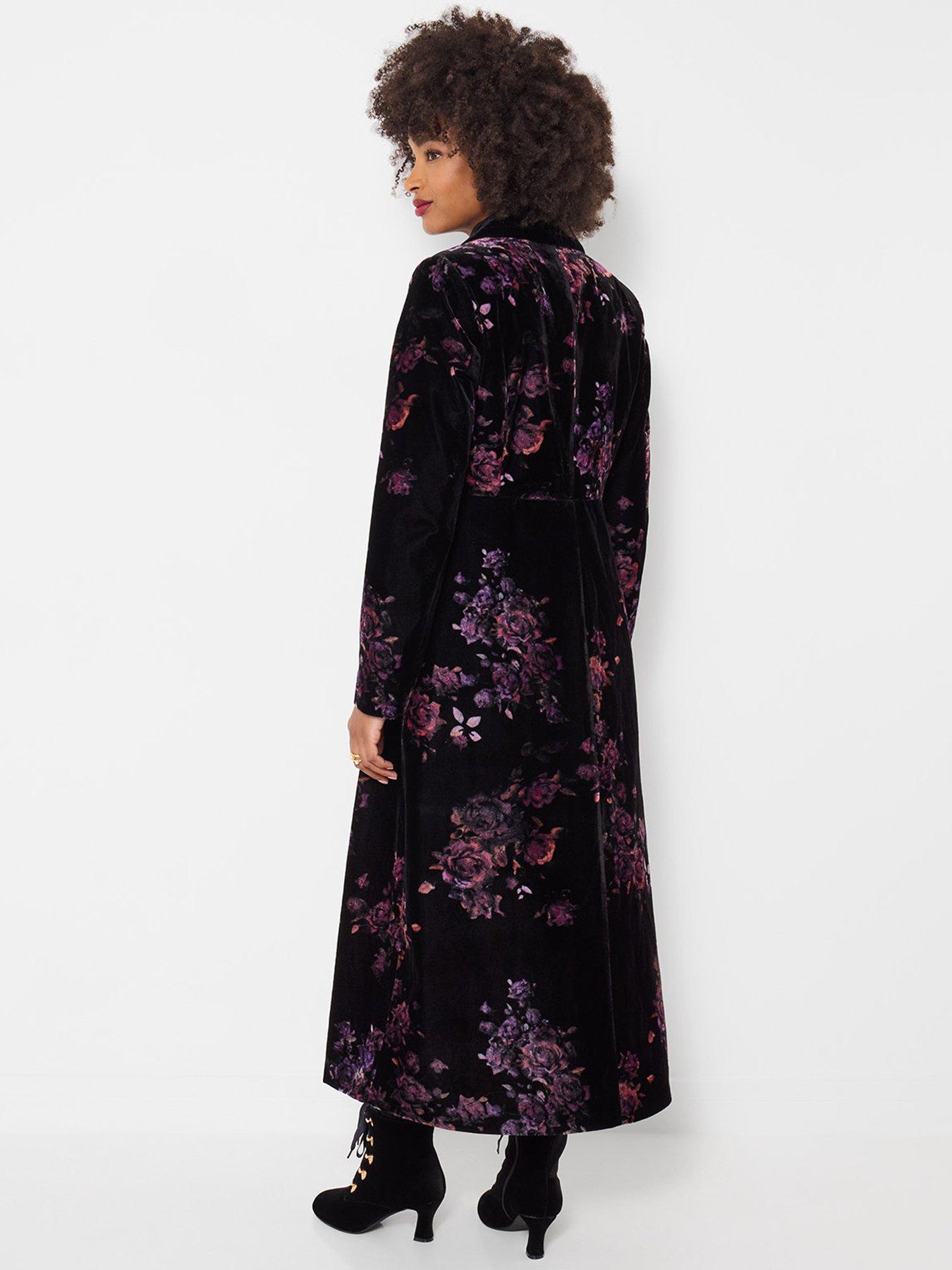 Image 2 of 6 of Joe Browns Womens Printed Velvet Longline Tailored Coat - Black