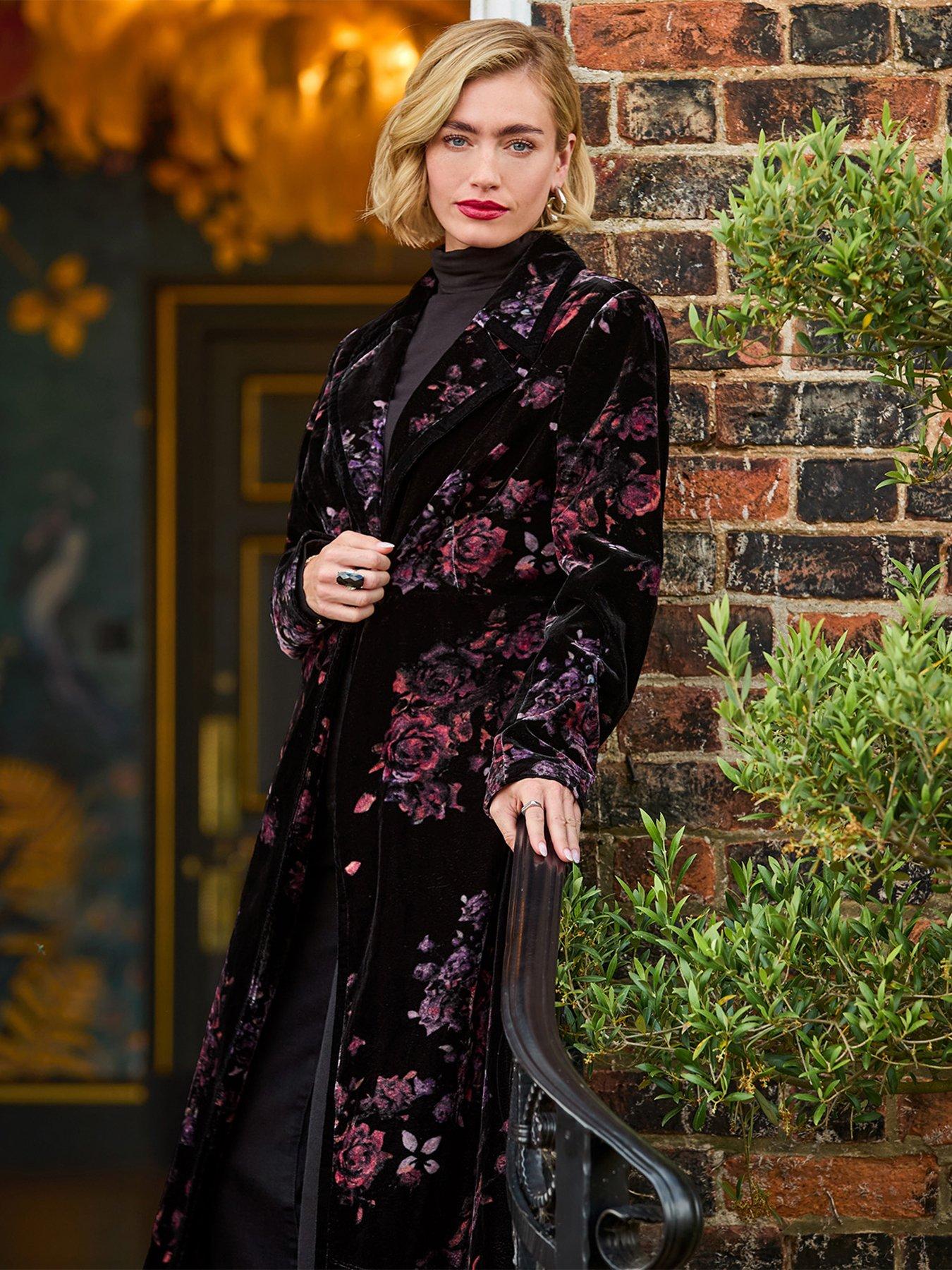 Image 5 of 6 of Joe Browns Womens Printed Velvet Longline Tailored Coat - Black