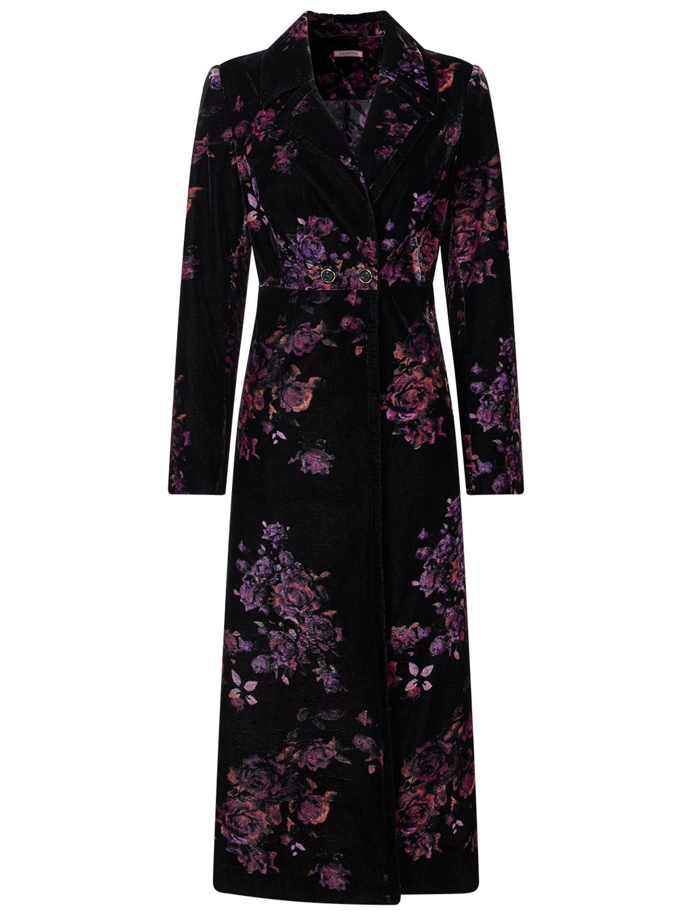 Image 6 of 6 of Joe Browns Womens Printed Velvet Longline Tailored Coat - Black