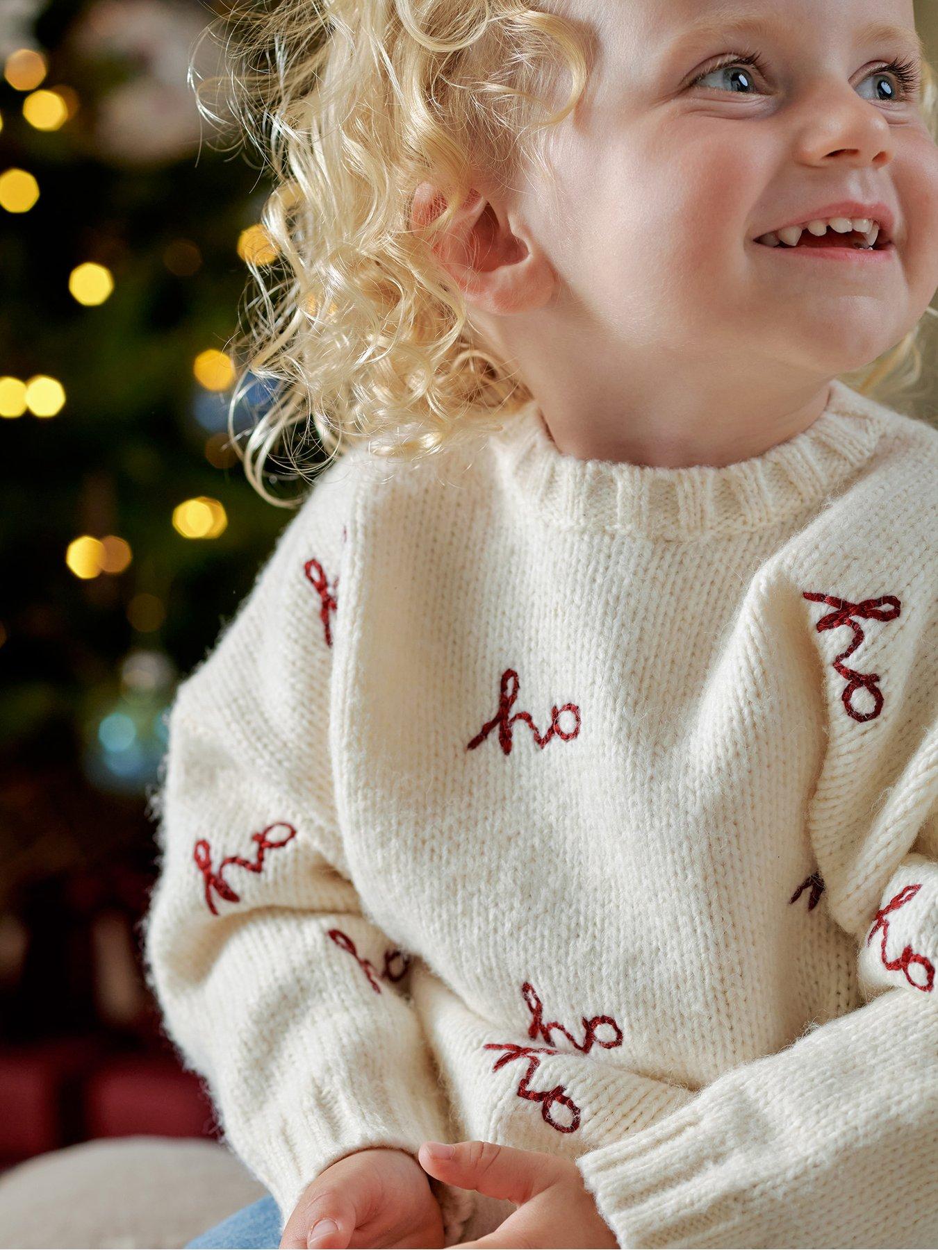 Image 2 of 7 of Mamas & Papas Baby Unisex Ho Ho Ho Knitted Christmas Jumper - Cream
