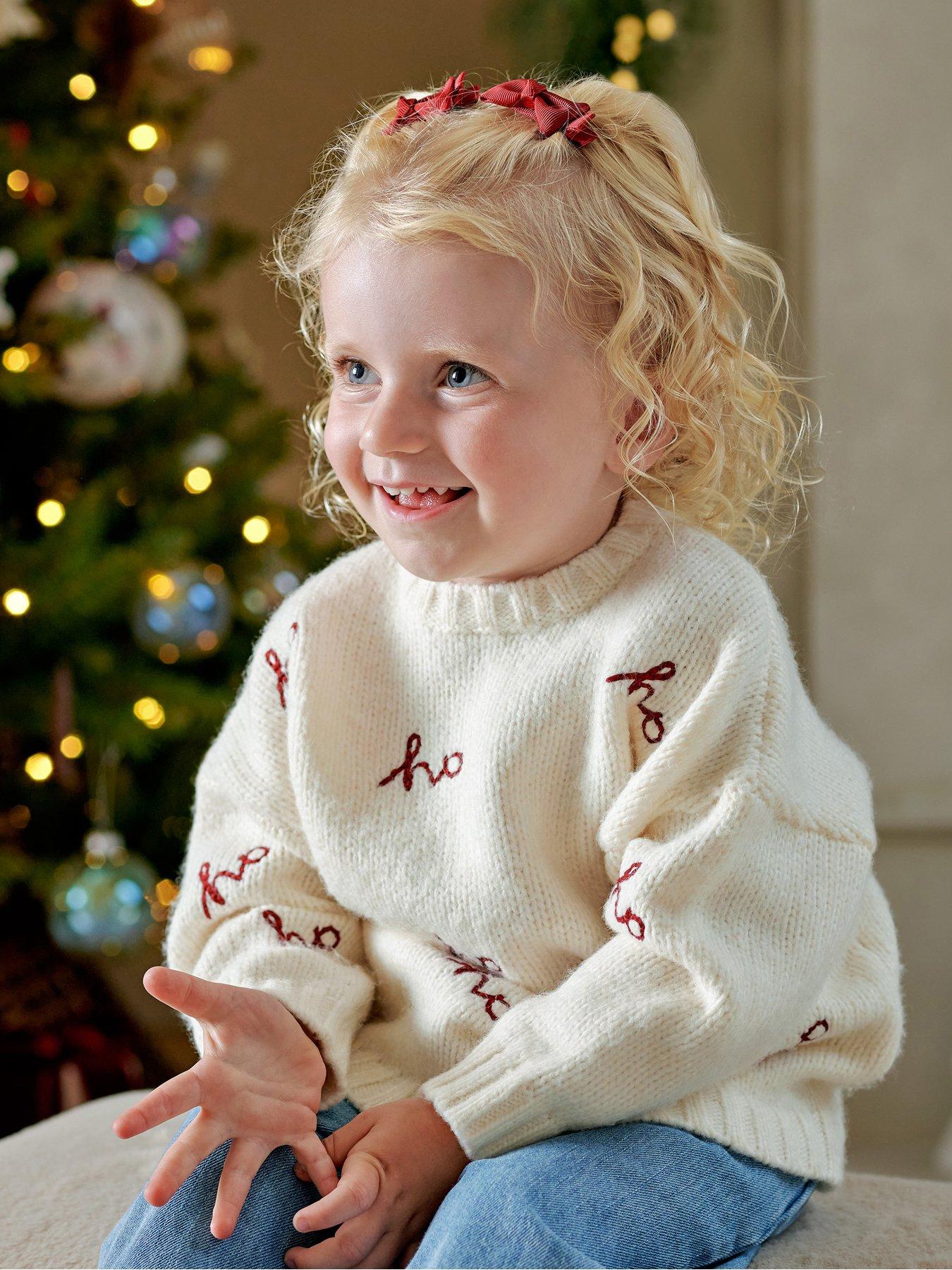 Image 3 of 7 of Mamas & Papas Baby Unisex Ho Ho Ho Knitted Christmas Jumper - Cream