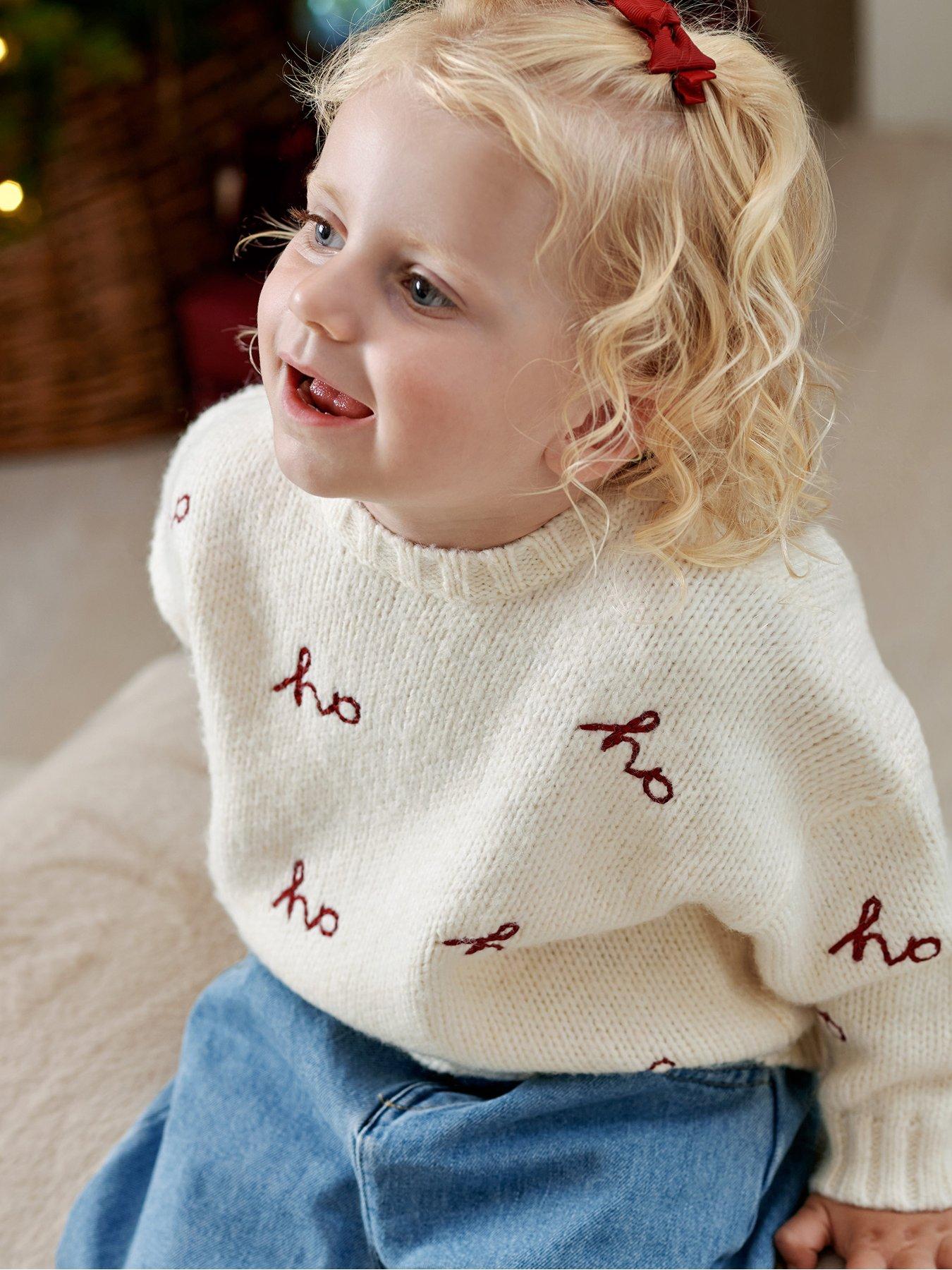 Image 4 of 7 of Mamas & Papas Baby Unisex Ho Ho Ho Knitted Christmas Jumper - Cream