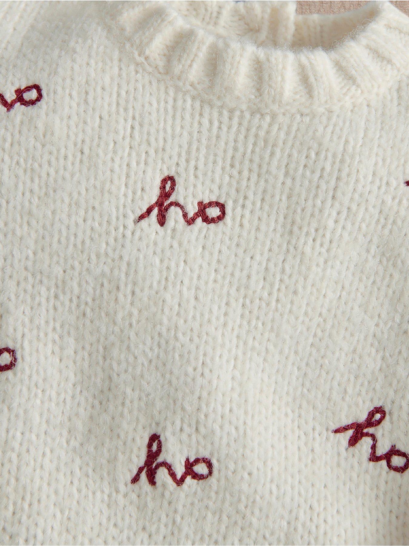 Image 5 of 7 of Mamas & Papas Baby Unisex Ho Ho Ho Knitted Christmas Jumper - Cream