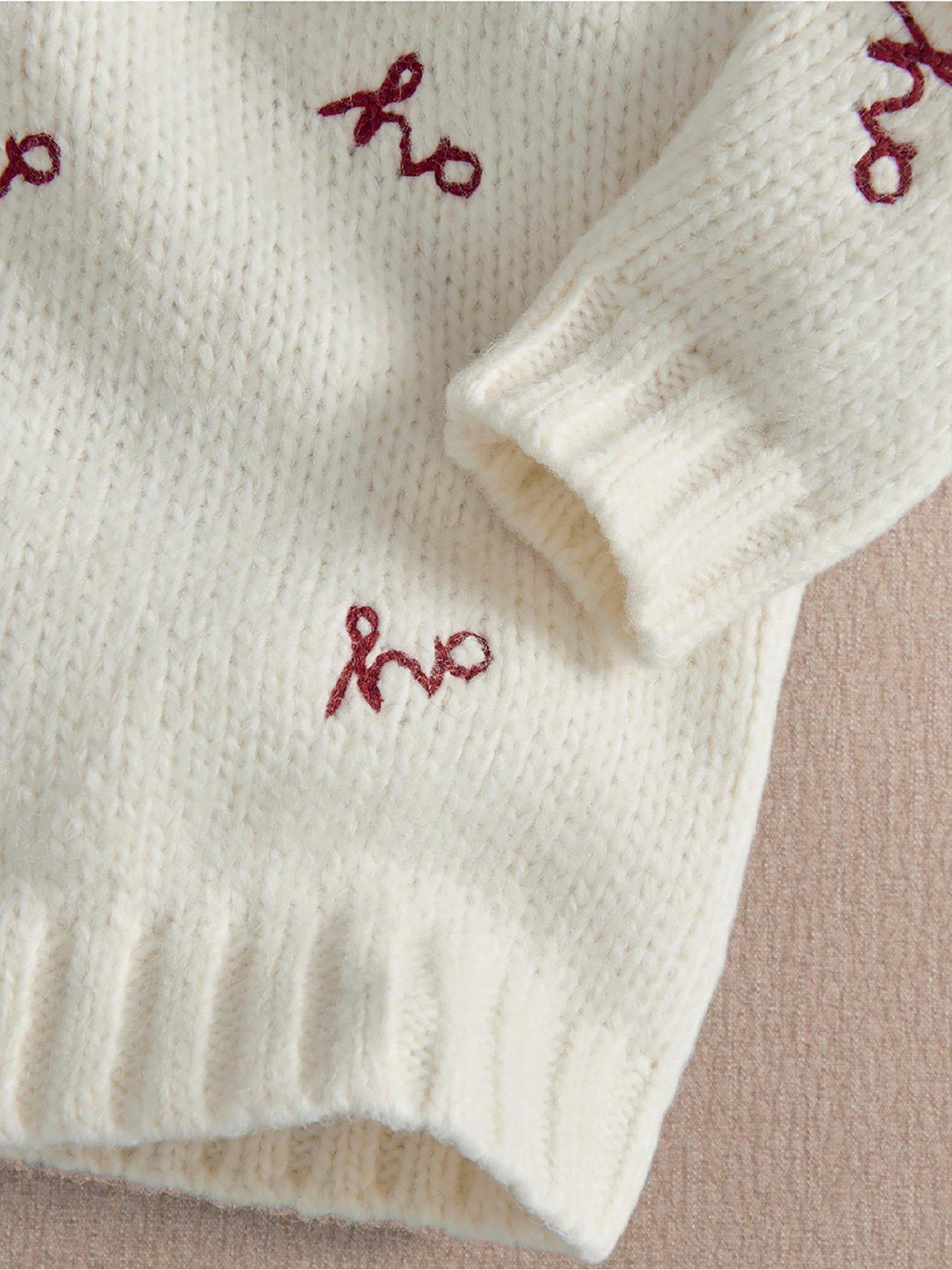Image 6 of 7 of Mamas & Papas Baby Unisex Ho Ho Ho Knitted Christmas Jumper - Cream