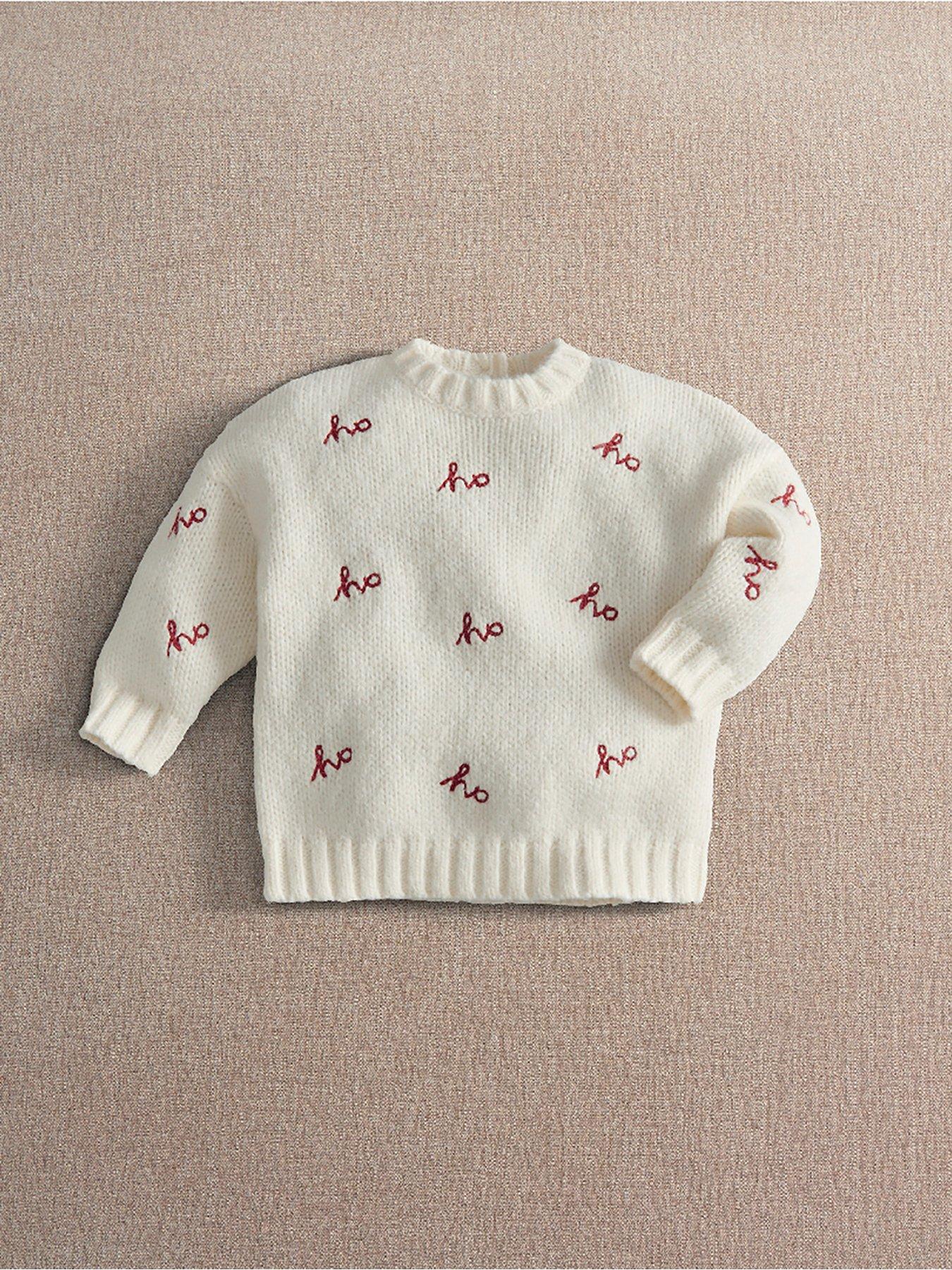 Image 7 of 7 of Mamas & Papas Baby Unisex Ho Ho Ho Knitted Christmas Jumper - Cream