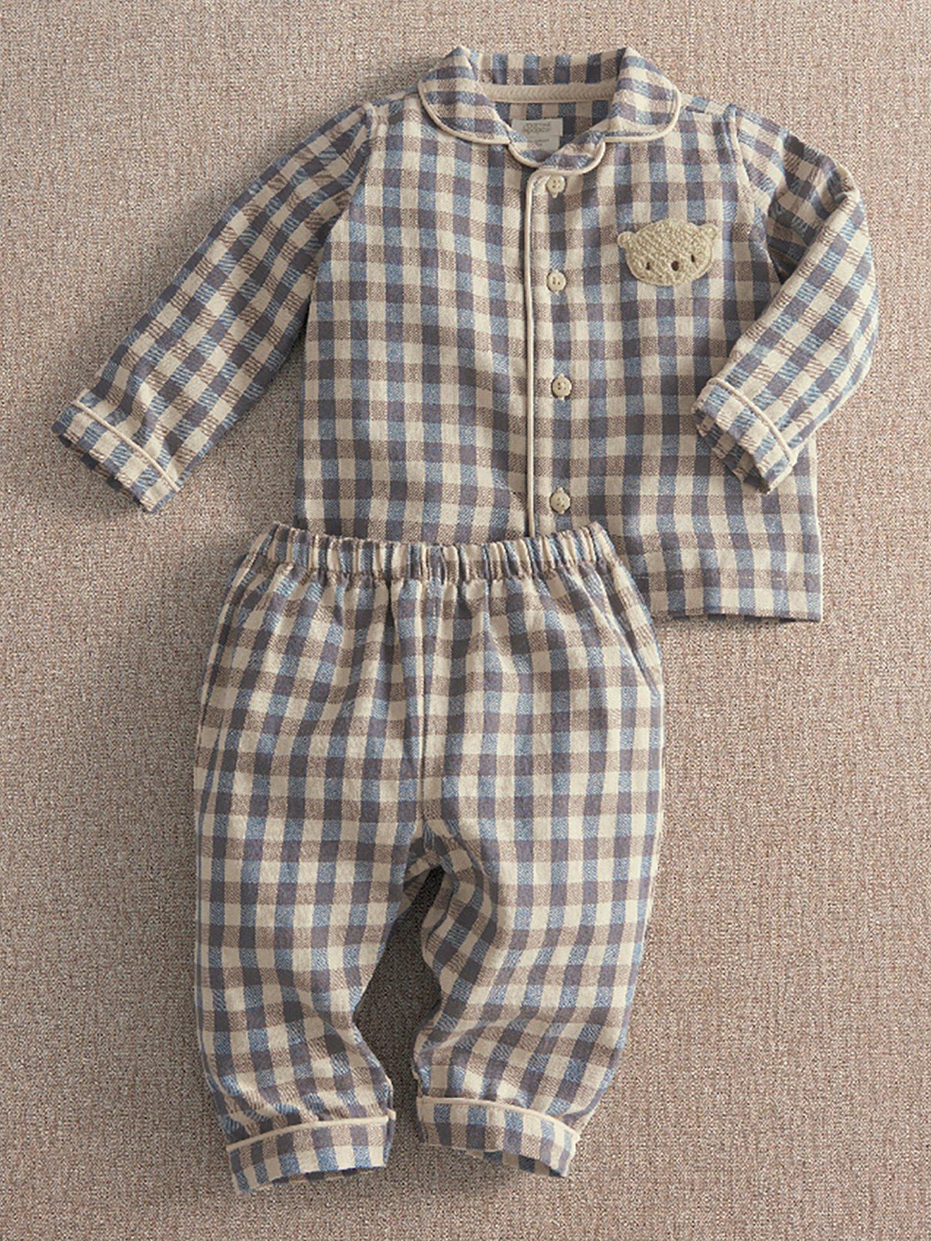 Mamas & Papas Men's Brown Bear Gingham Woven Pyjamas - Image 3