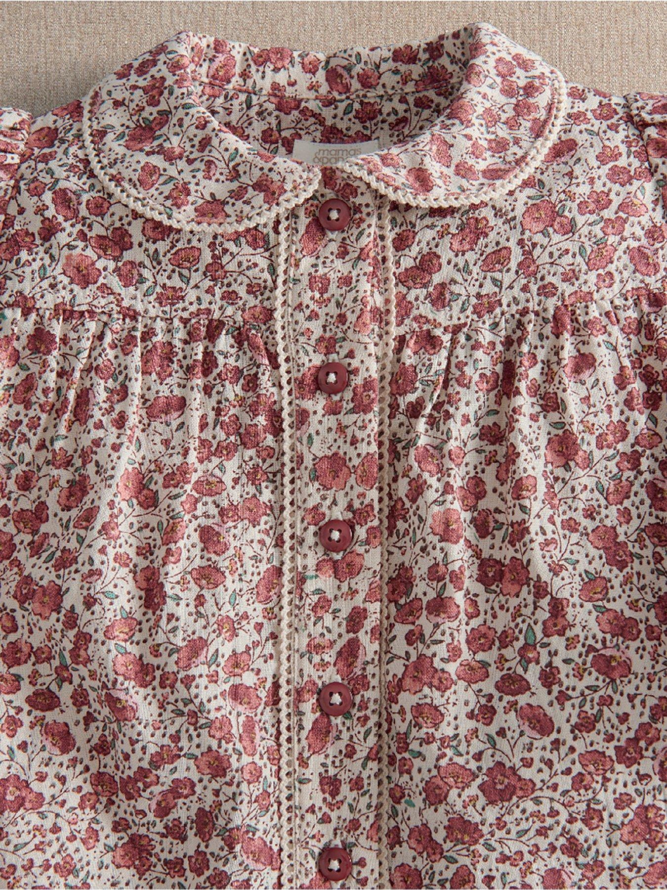 Image 3 of 3 of Mamas & Papas Girls Floral Cotton Button-Through Pyjamas - Pink
