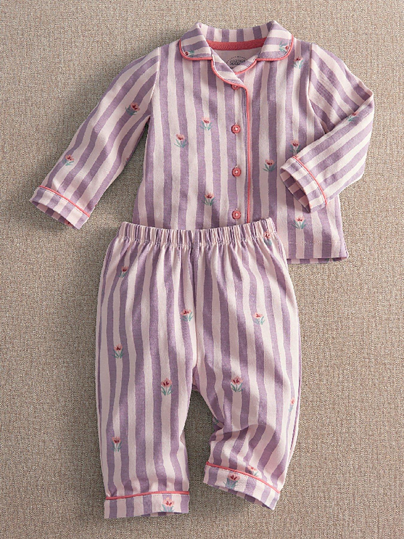 Image 1 of 3 of Mamas & Papas Baby Girls Floral Stripe Jersey Pyjama Set - Pink